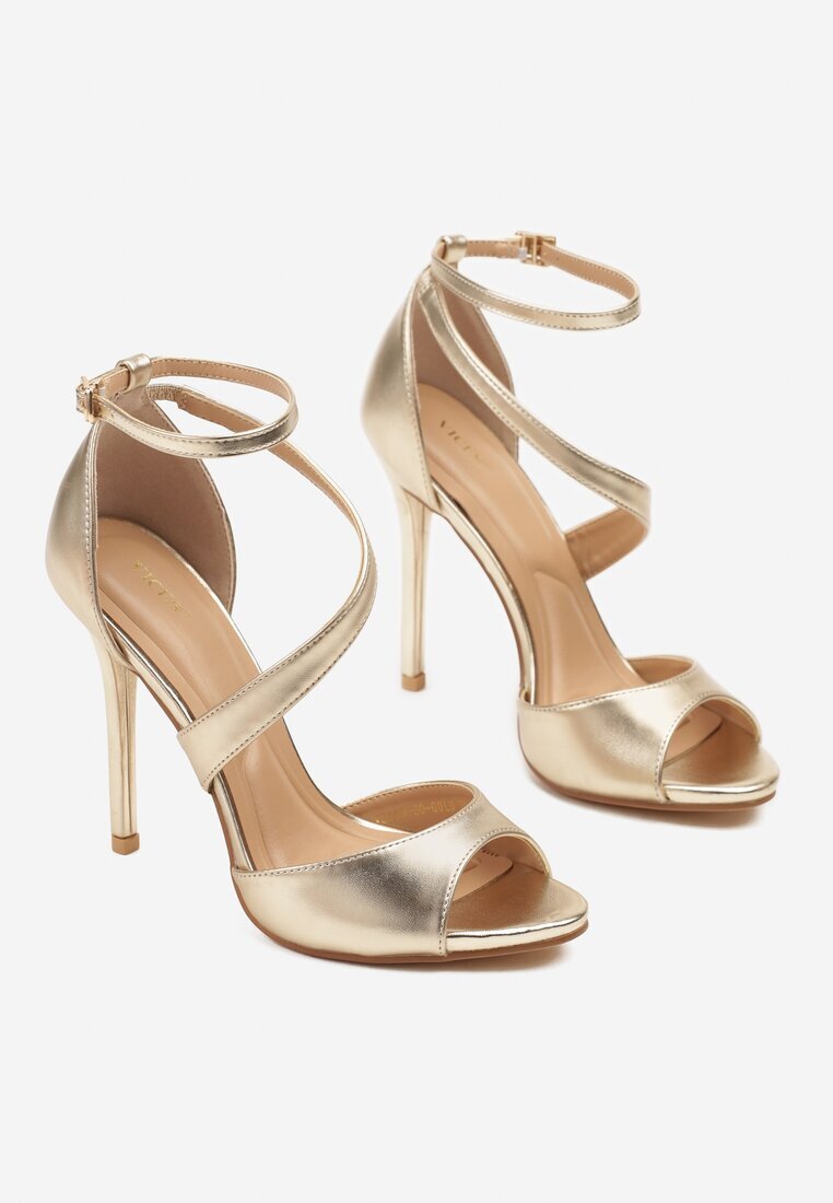 vices Sandale Aurii cu toc stiletto cu Barete Asimetrice Sarivie