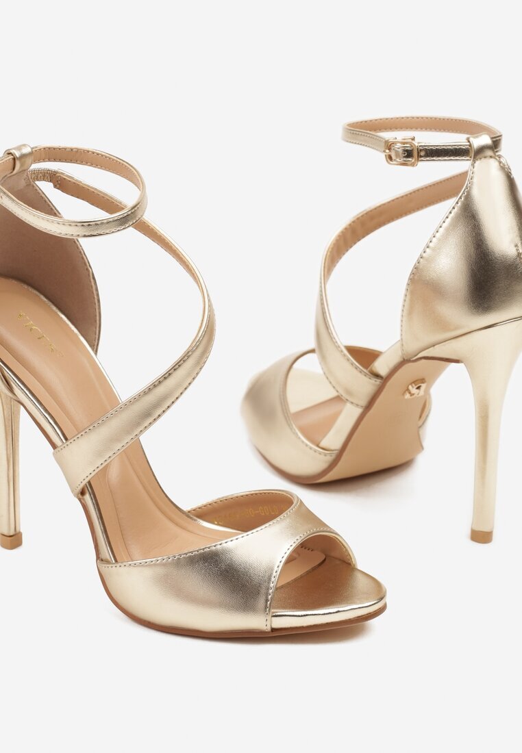 vices Sandale Aurii cu toc stiletto cu Barete Asimetrice Sarivie