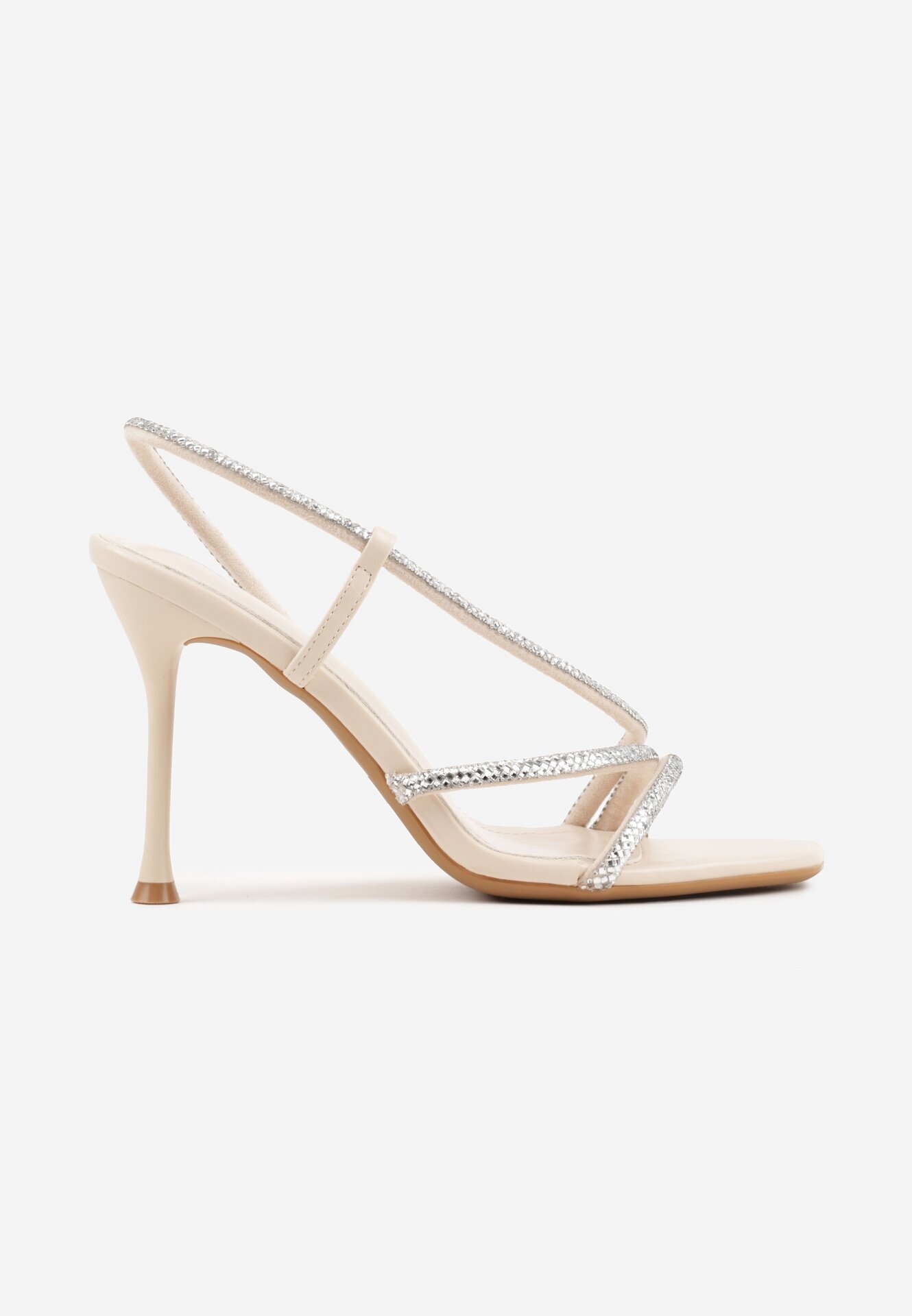 vices Sandale Bej cu toc stiletto cu zirconii Adoxe