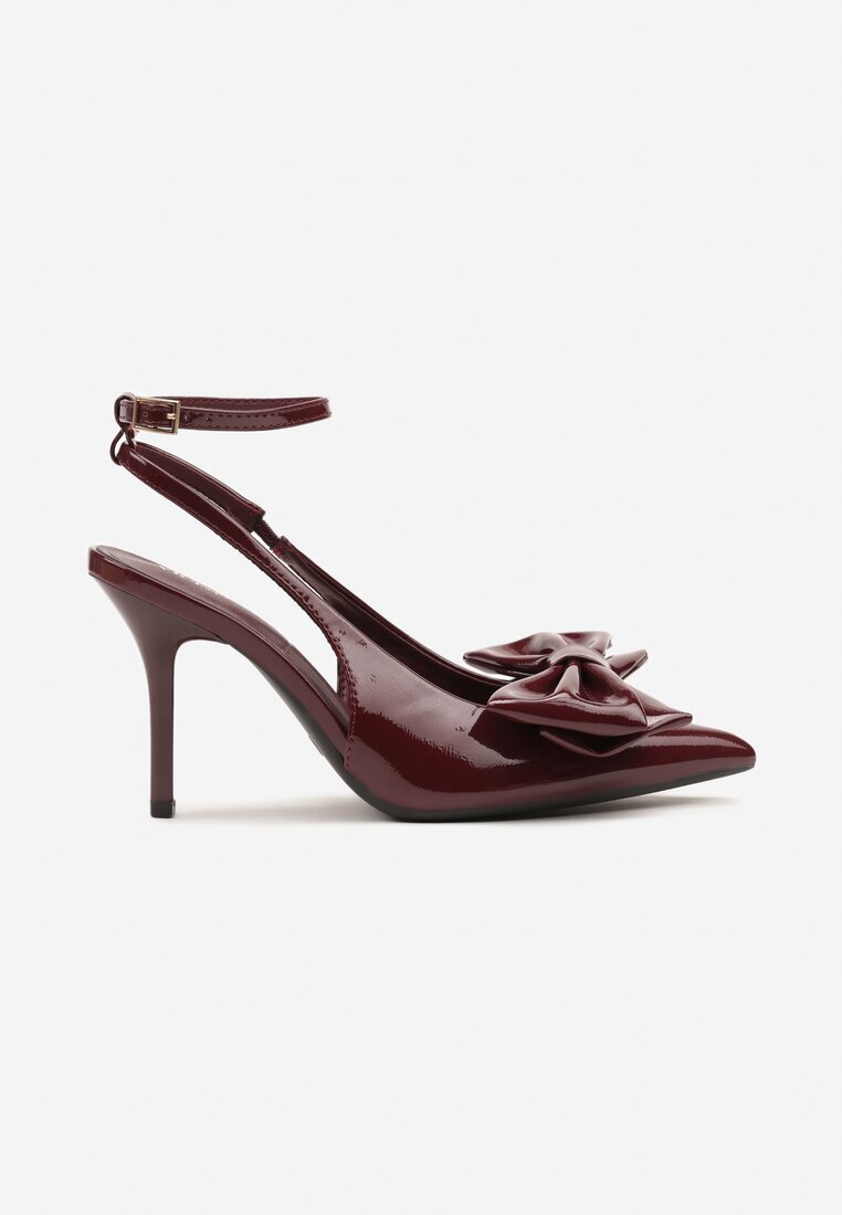 vices Sandale Bordeaux cu toc din piele lăcuită cu fundă decorativă Florozia