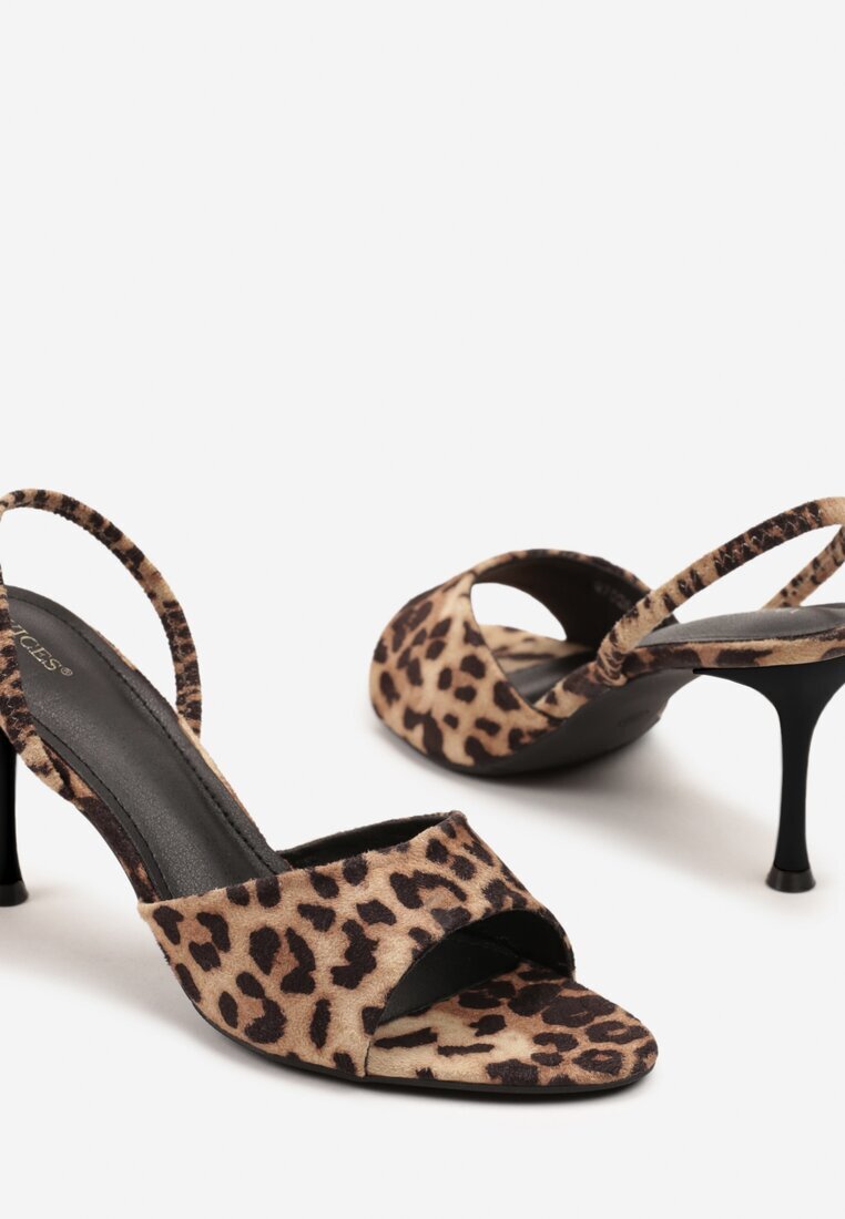 vices Sandale cu imprimeu leopard cu toc stiletto cu curea elastică la călcâi Evisolla