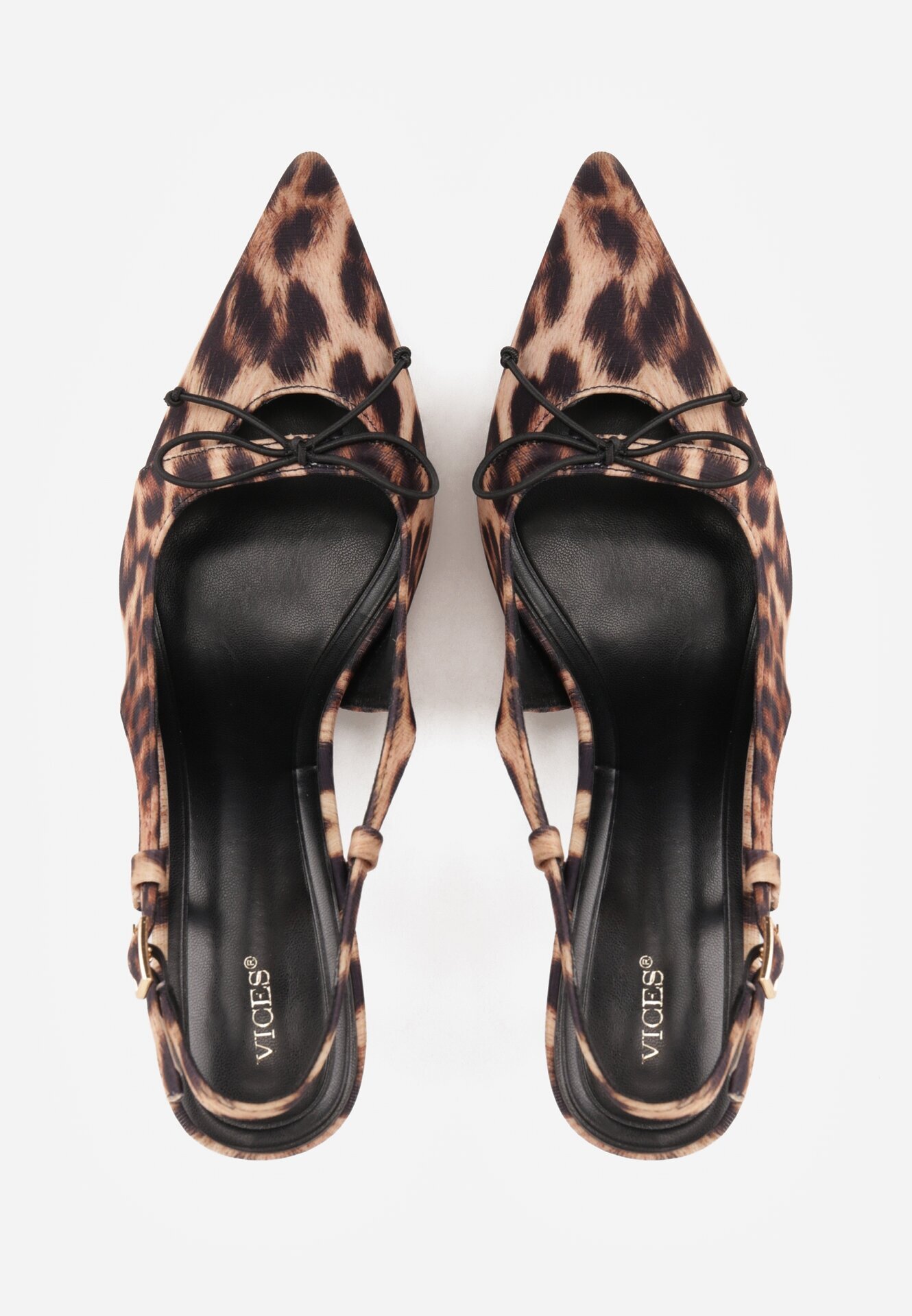 vices Sandale cu imprimeu leopard cu vârf ascuțit și legătură decorativă Silozi