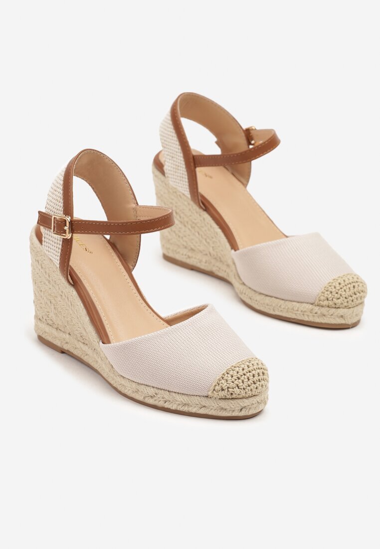 vices Sandale espadrile bej pe pană împletită Amotta