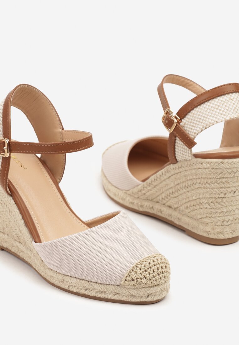 vices Sandale espadrile bej pe pană împletită Amotta