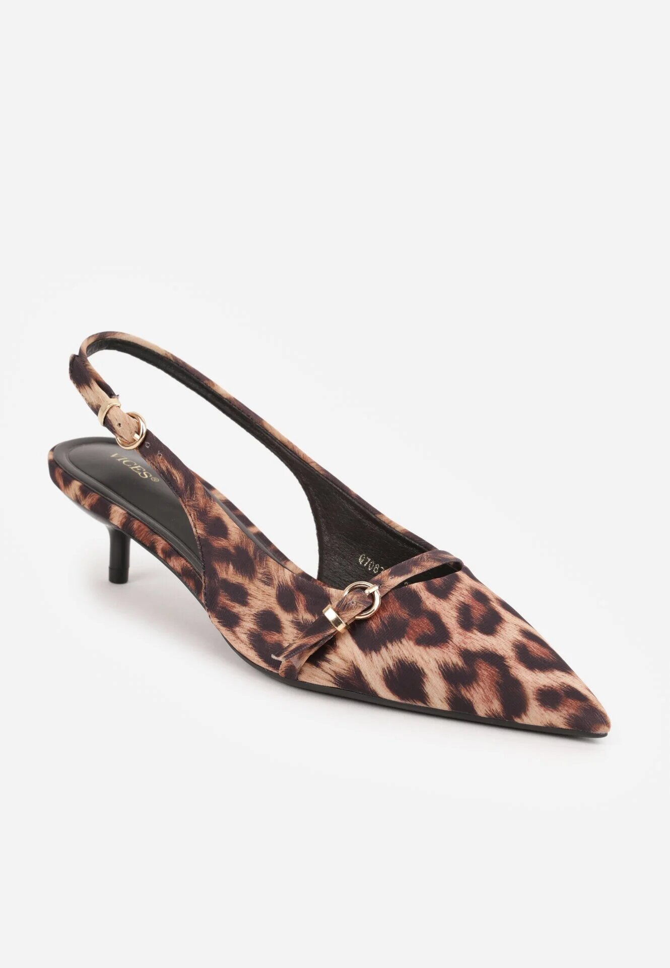 vices Sandale leopard cu toc pisicuță cu baretă decorativă la vârf Norozi