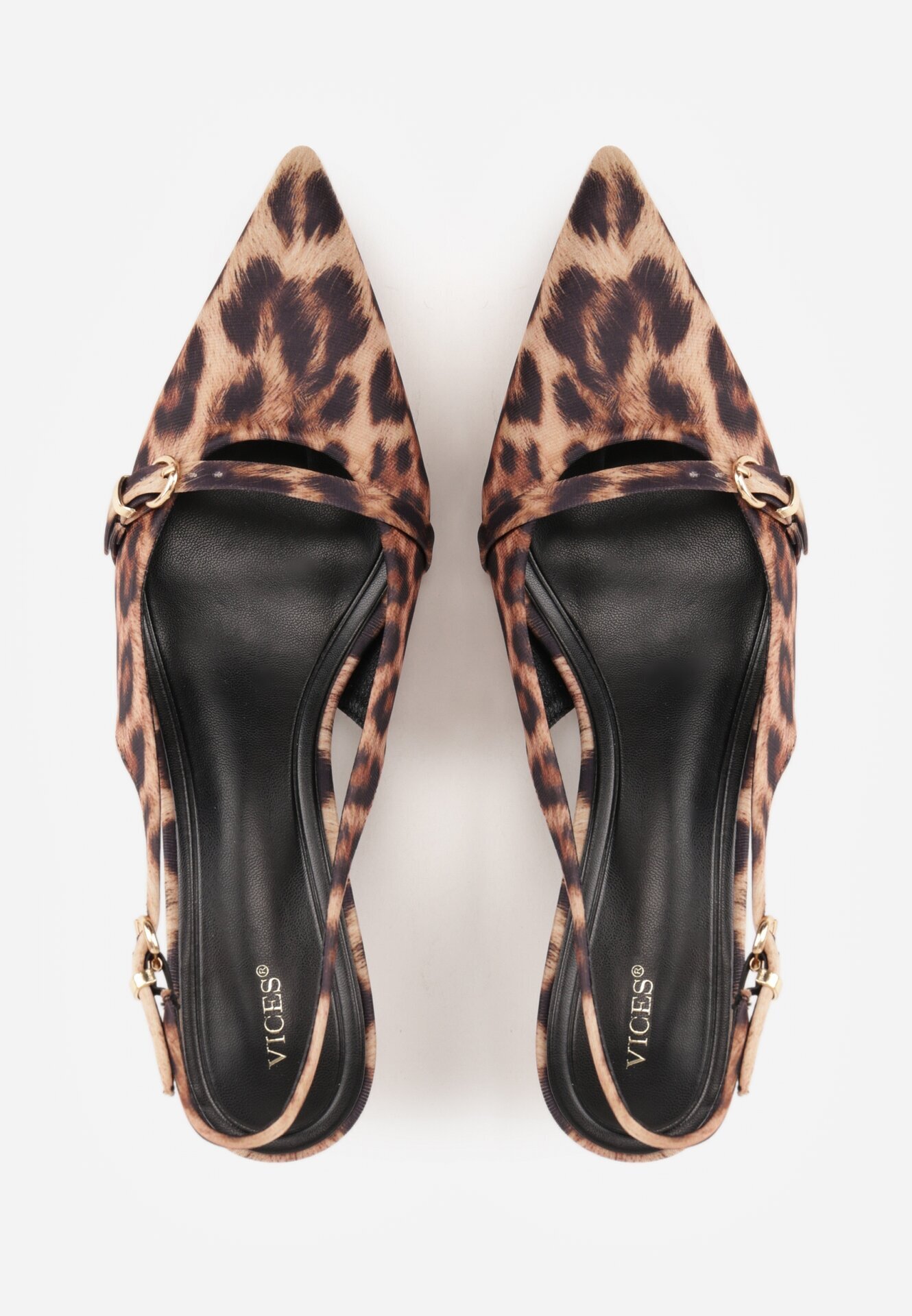 vices Sandale leopard cu toc pisicuță cu baretă decorativă la vârf Norozi