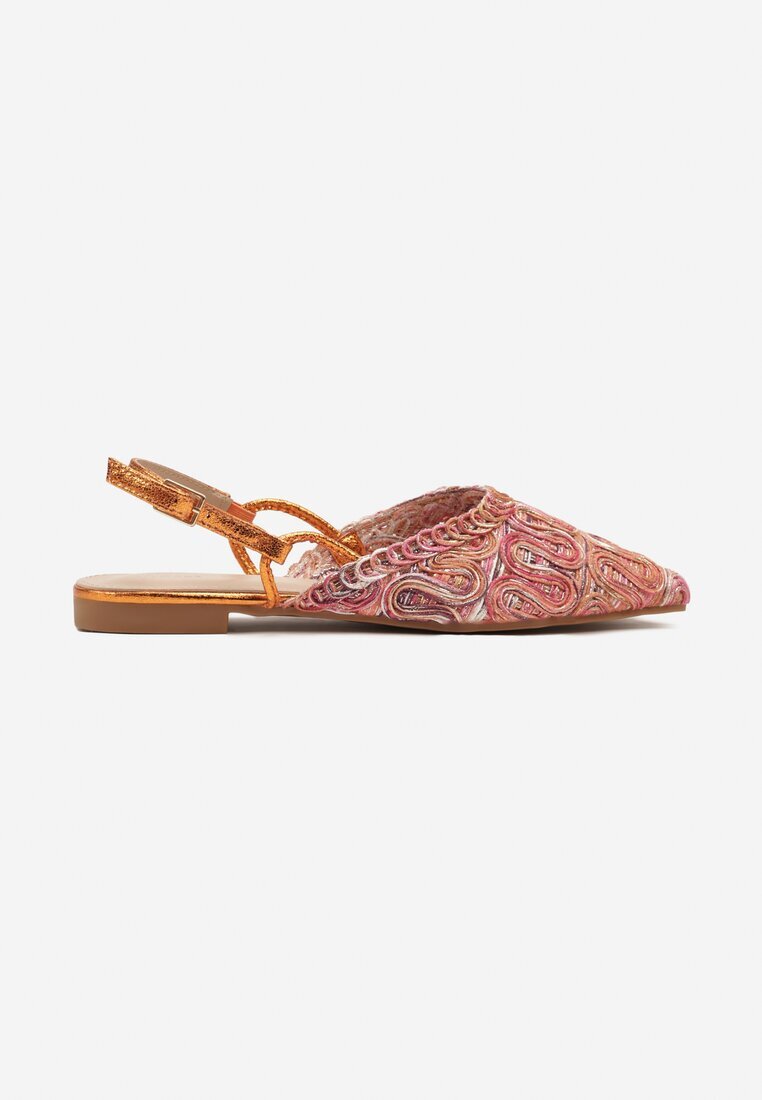 vices Sandale portocalii cu vârf ascuțit decorate cu ață metalică Janalin