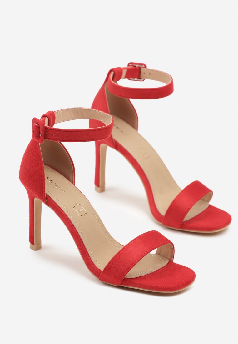 vices Sandale Roșii Elegante cu toc stiletto cu branț din piele Sonadira