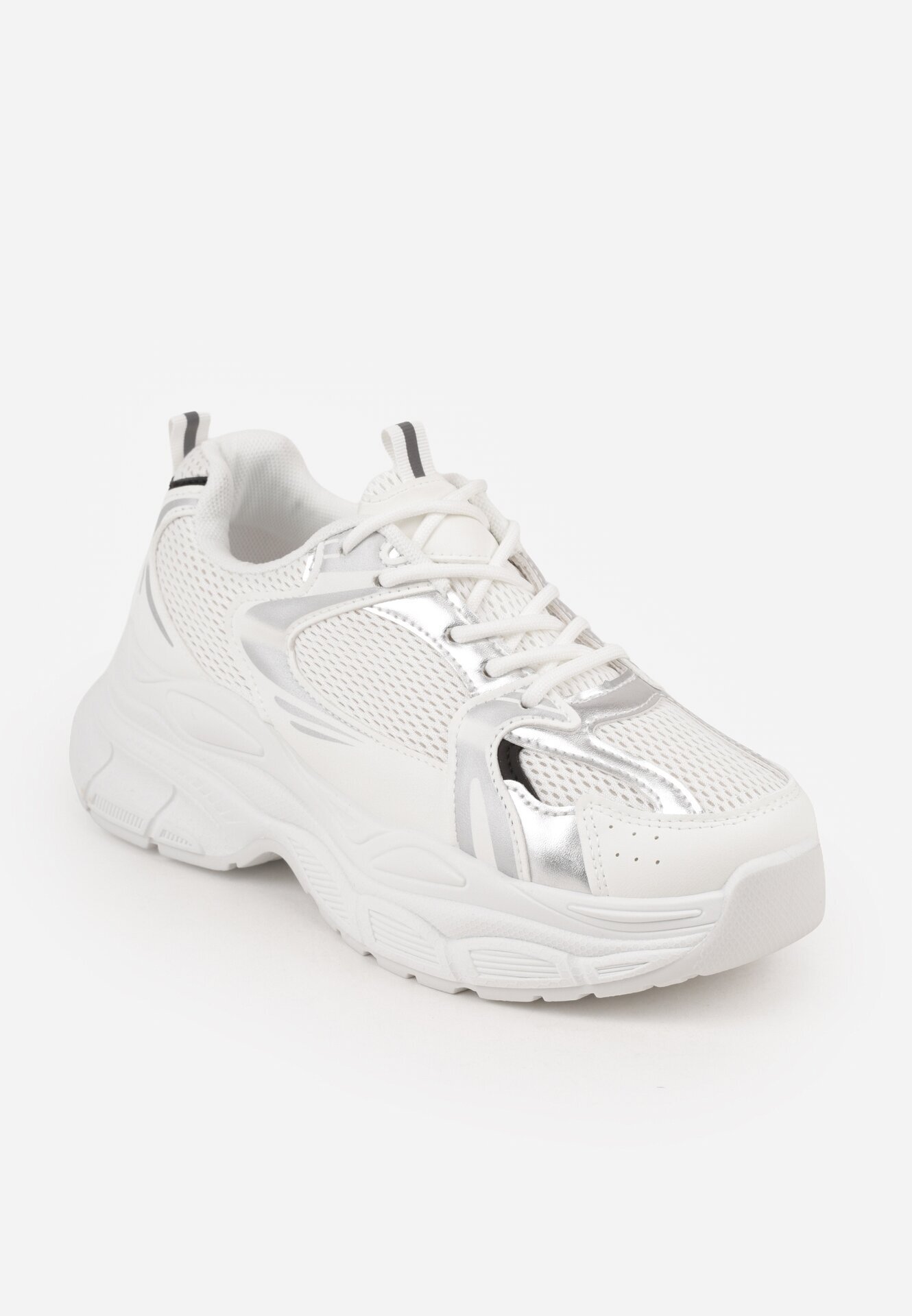 vices Sneakers Alb-Argintii cu Talpă Groasă cu Imprimeuri Nativine