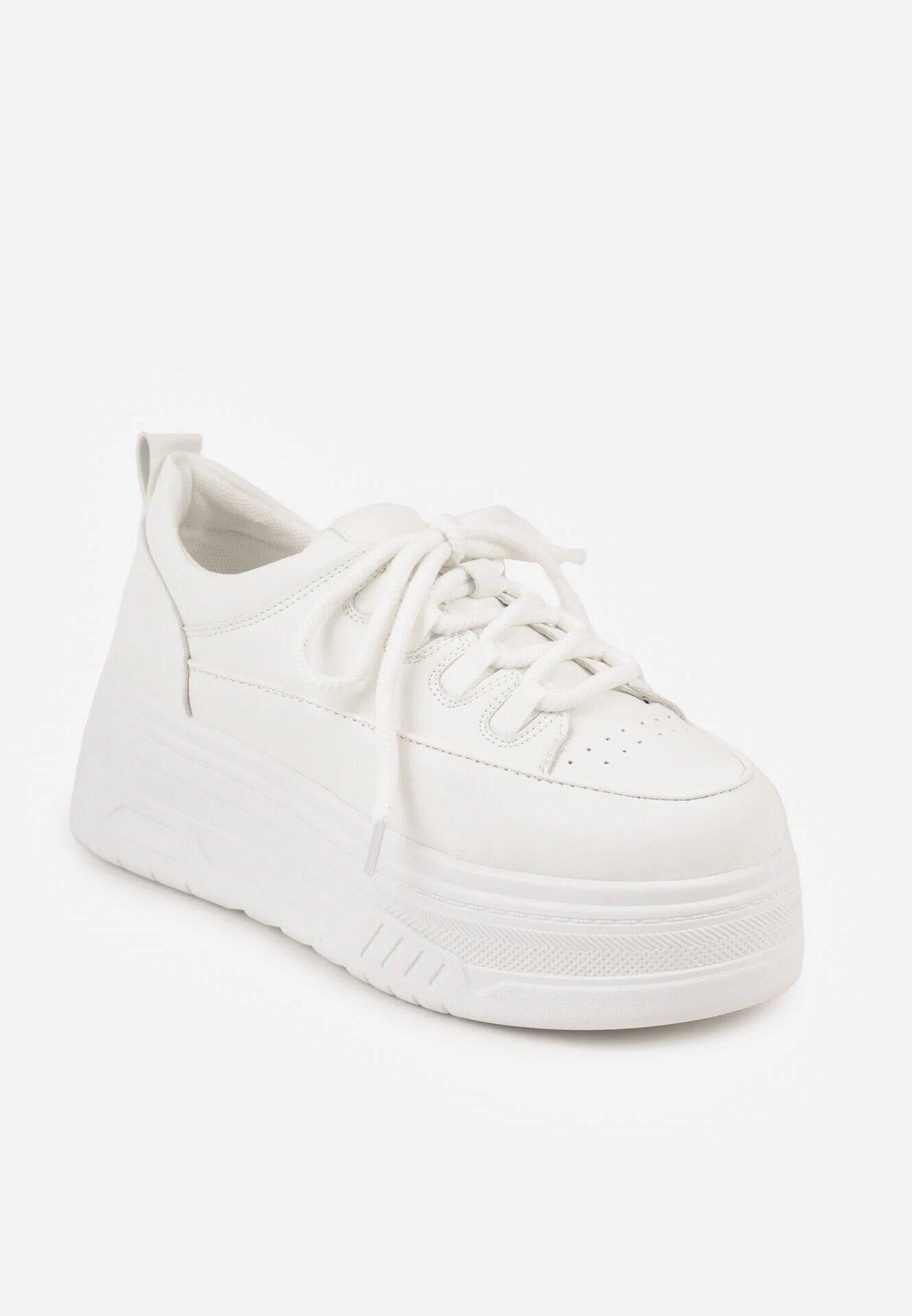 vices Sneakers Albi cu Talpă Groasă cu Reliefuri Azirara
