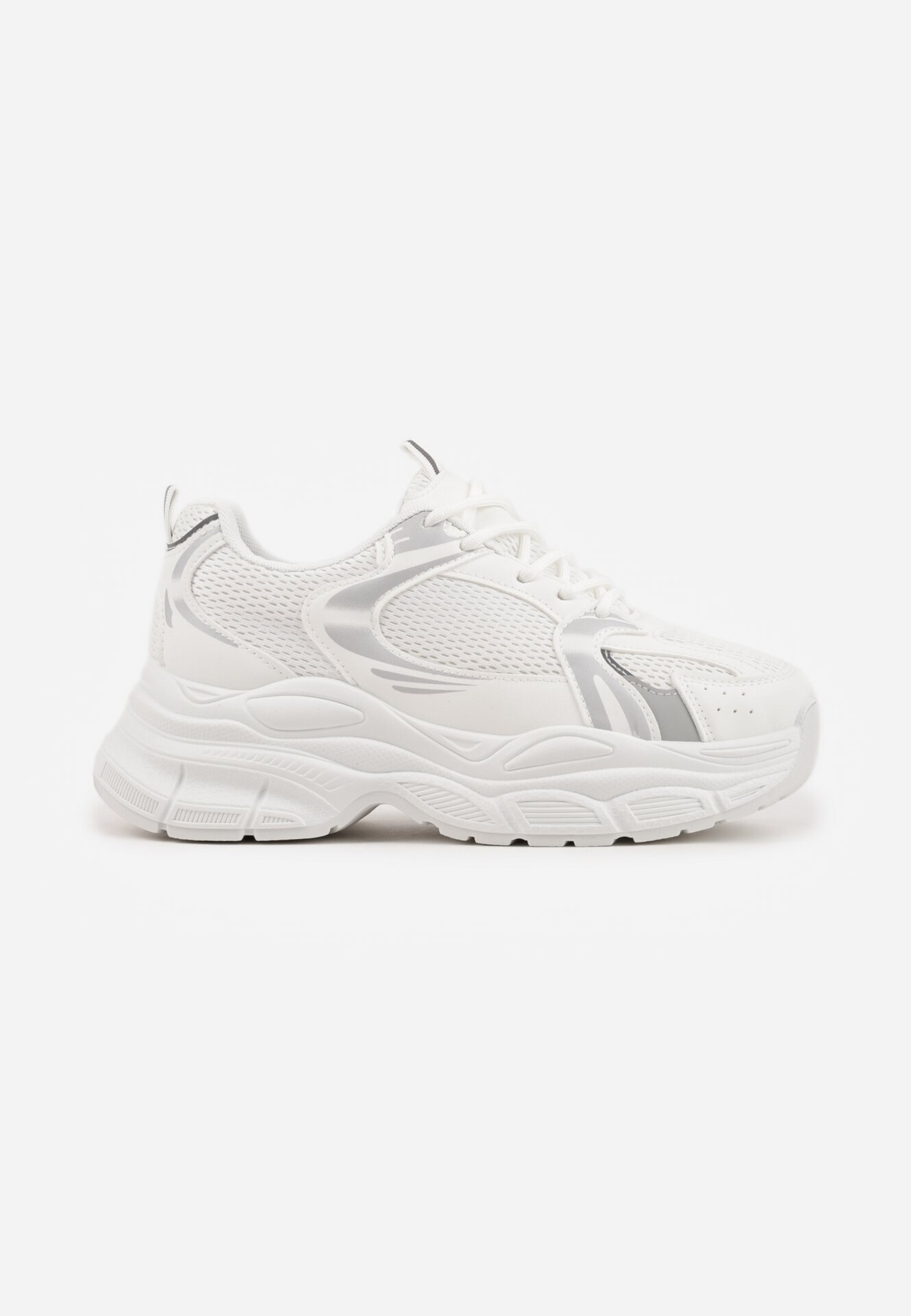 vices Sneakers Albi cu Talpă Groasă Reliefată cu Perforație Elanatia