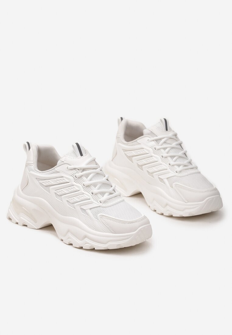 vices Sneakers Albi cu Talpă Masivă și Cusături Hatila