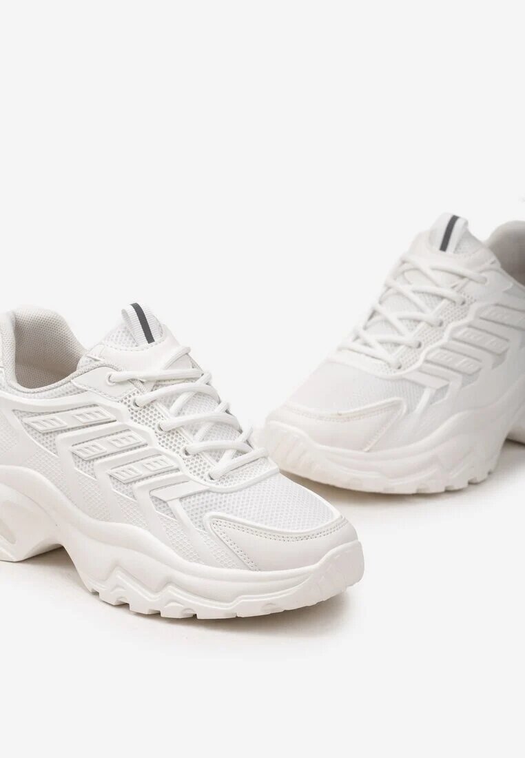 vices Sneakers Albi cu Talpă Masivă și Cusături Hatila