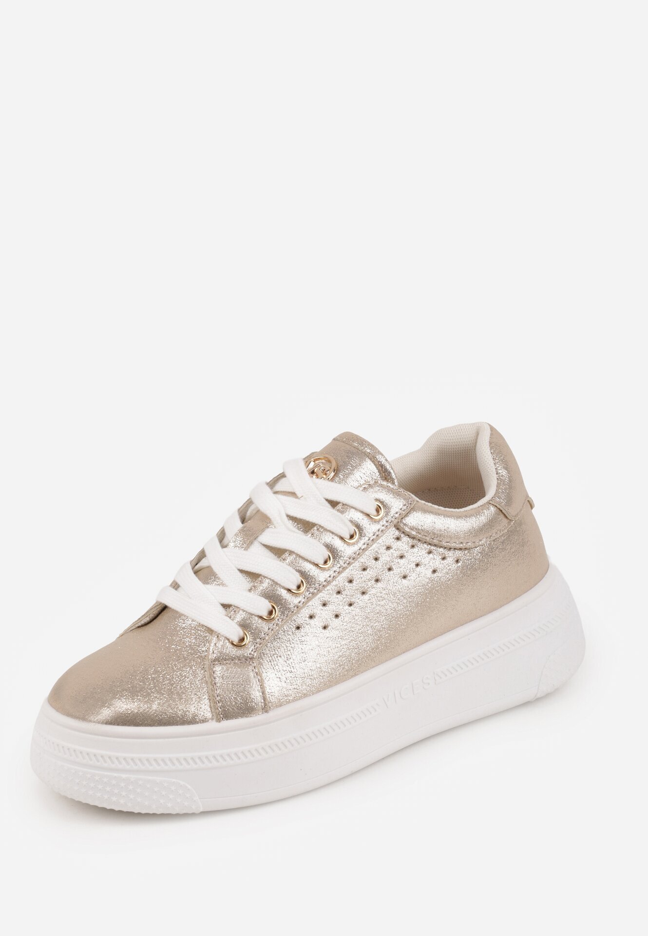 vices Sneakers Aurii cu Inserție Metalică Perforație și Stea Edanatia