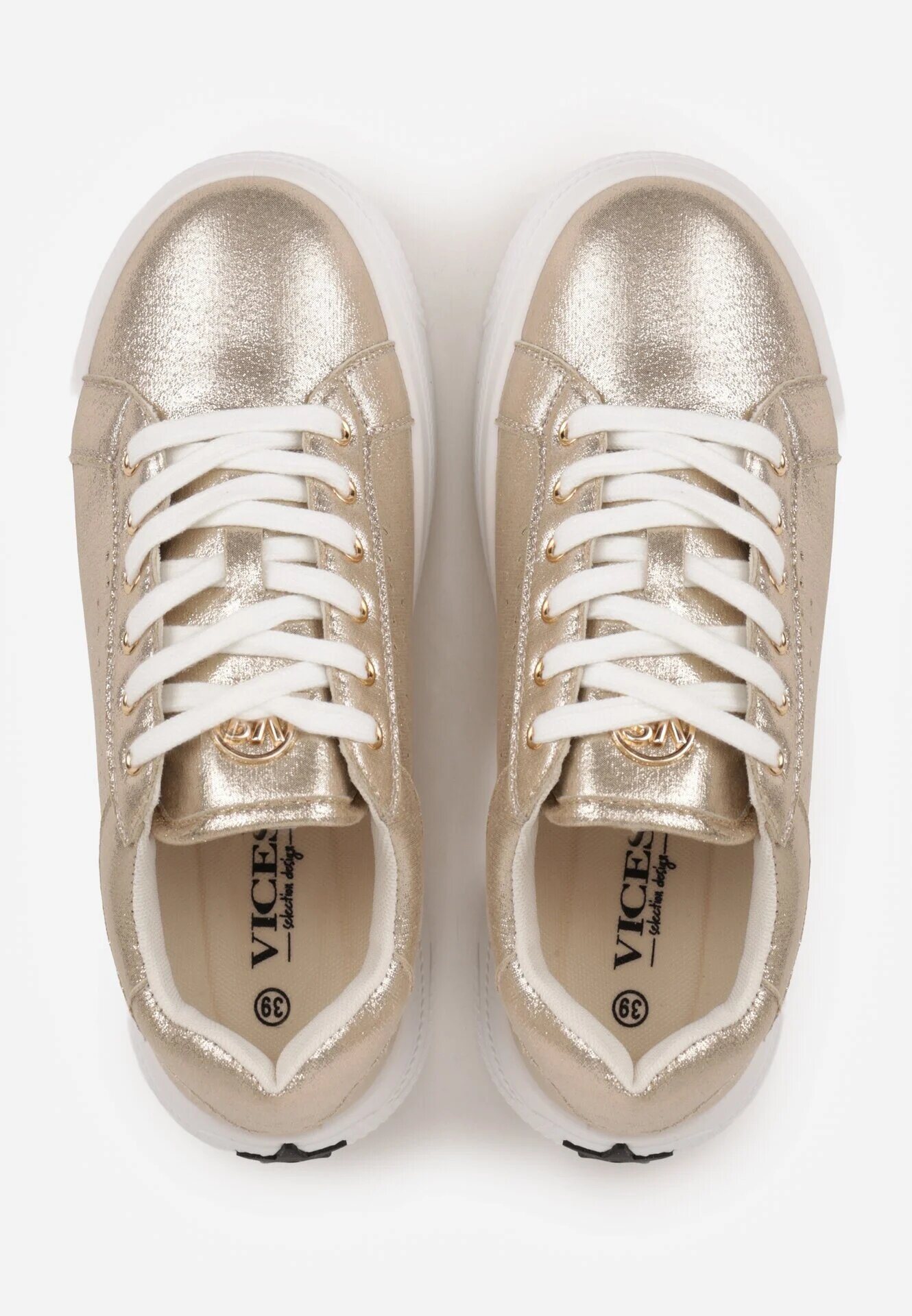 vices Sneakers Aurii cu Inserție Metalică Perforație și Stea Edanatia