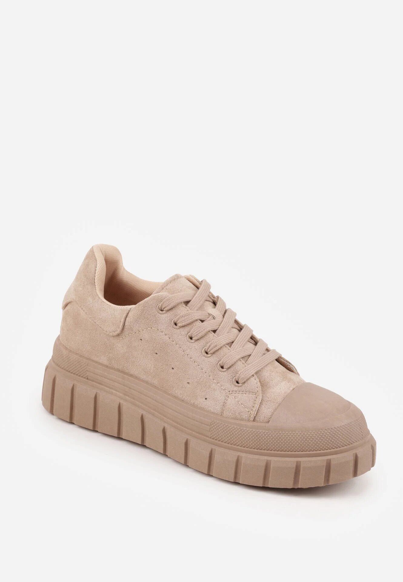 vices Sneakers Bej închis cu talpă groasă în relief cu perforații Lealita
