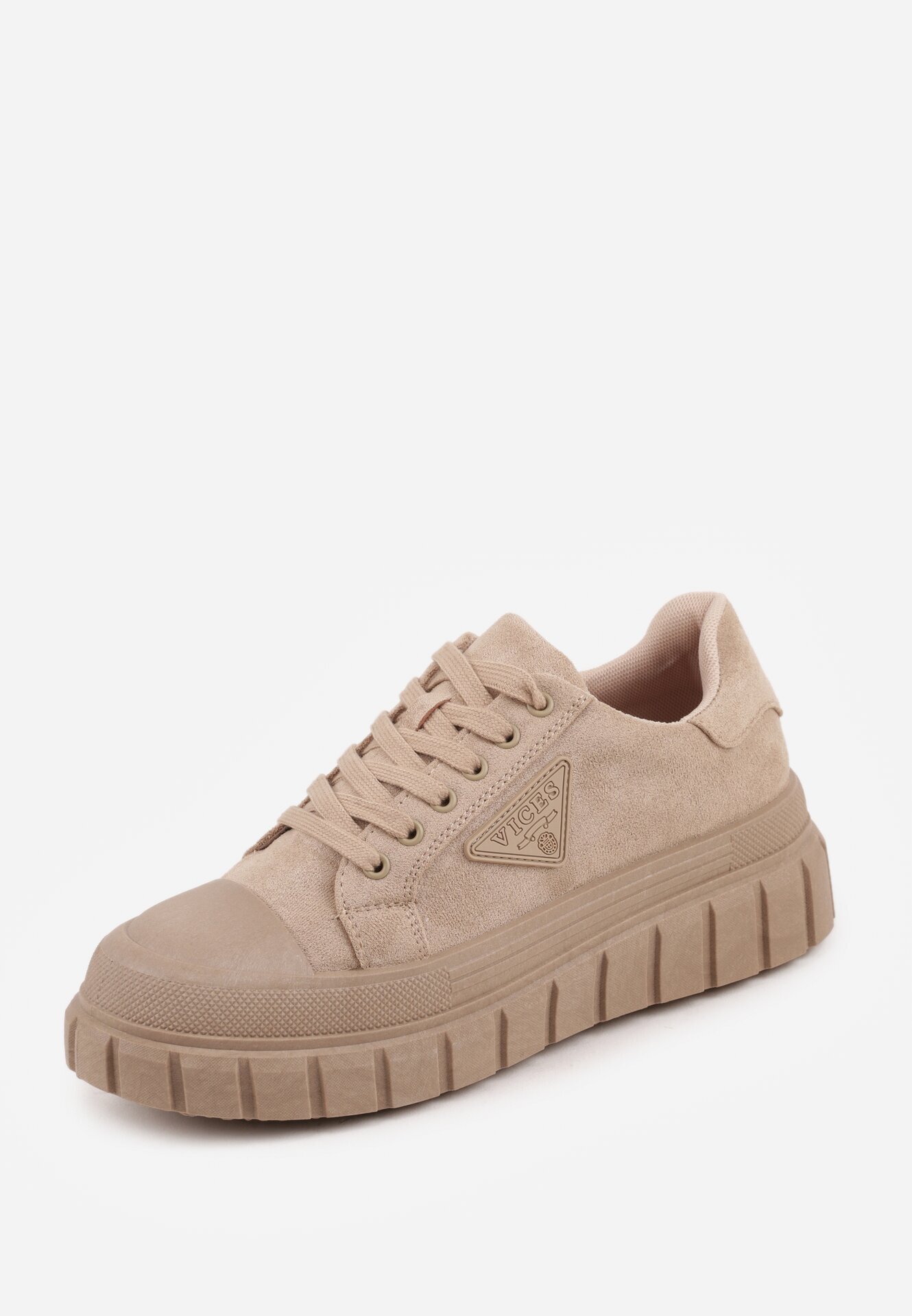vices Sneakers Bej închis pe Talpă Groasă cu Aplicație Geometrică Leanae