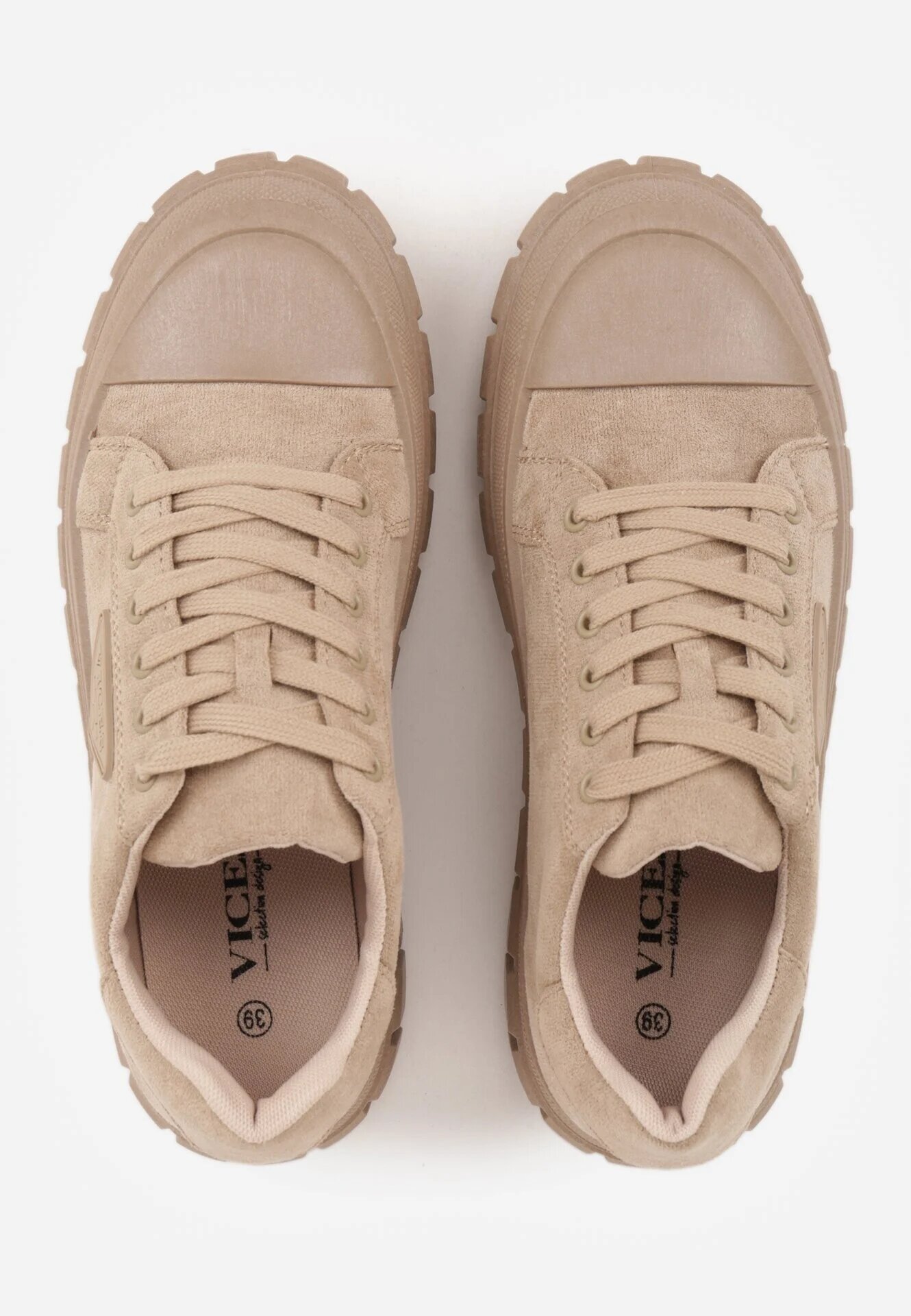 vices Sneakers Bej închis pe Talpă Groasă cu Aplicație Geometrică Leanae