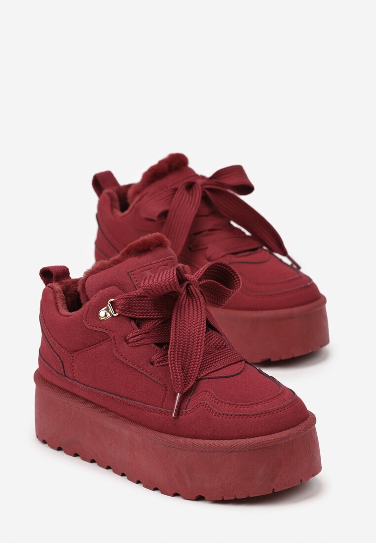 vices Sneakers Bordo în stil de cizme de zăpadă pe platformă cu blană decorativă Nalirea
