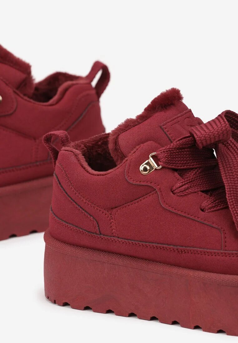 vices Sneakers Bordo în stil de cizme de zăpadă pe platformă cu blană decorativă Nalirea