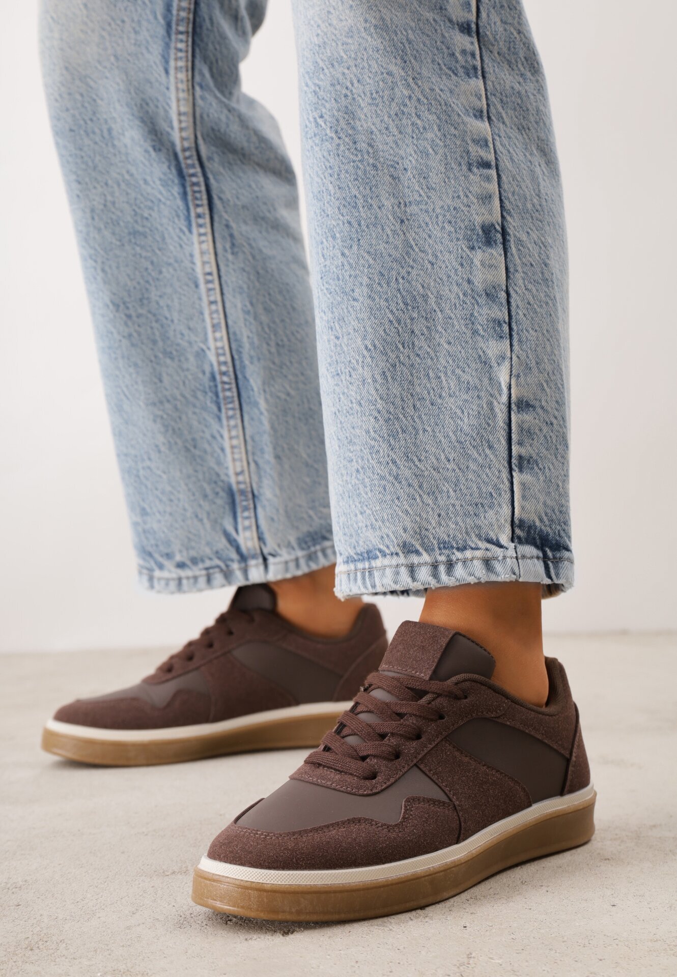 vices Sneakers Clasic cu inserții cu textură de nubuc Kalianna Maro