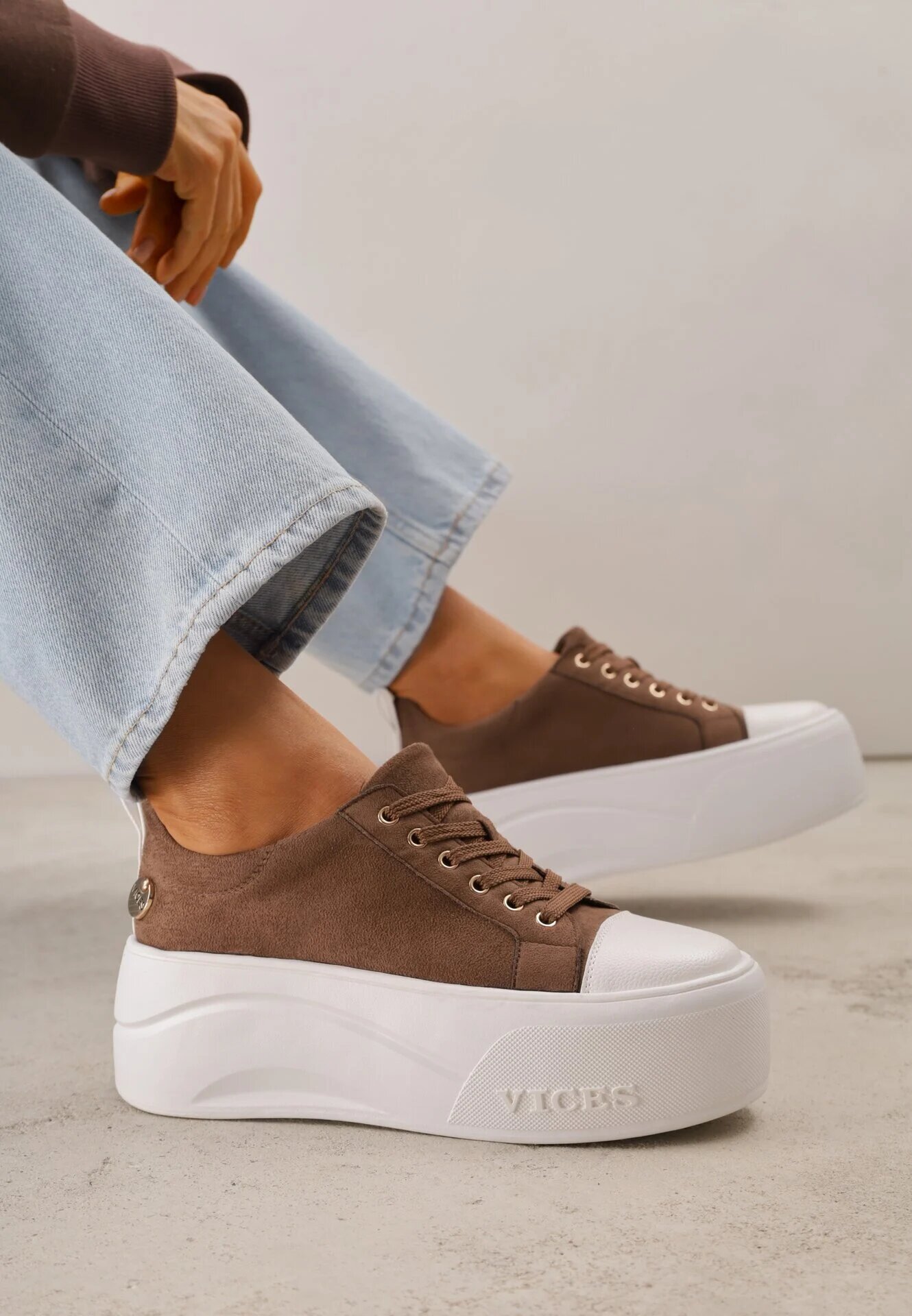 vices Sneakers cu talpă groasă cu inscripția Zelka Bej închis