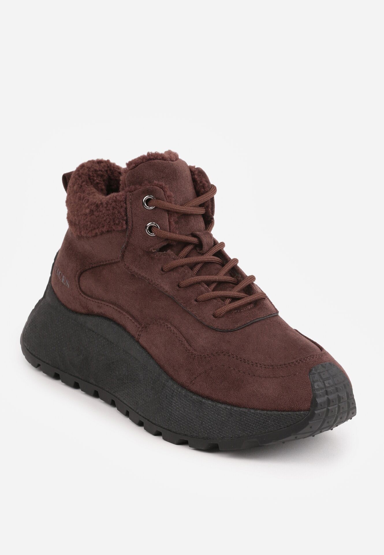 vices Sneakers de iarnă Maro cu Talpă Groasă Ornați cu Blană și cu Inscripția Nelinena