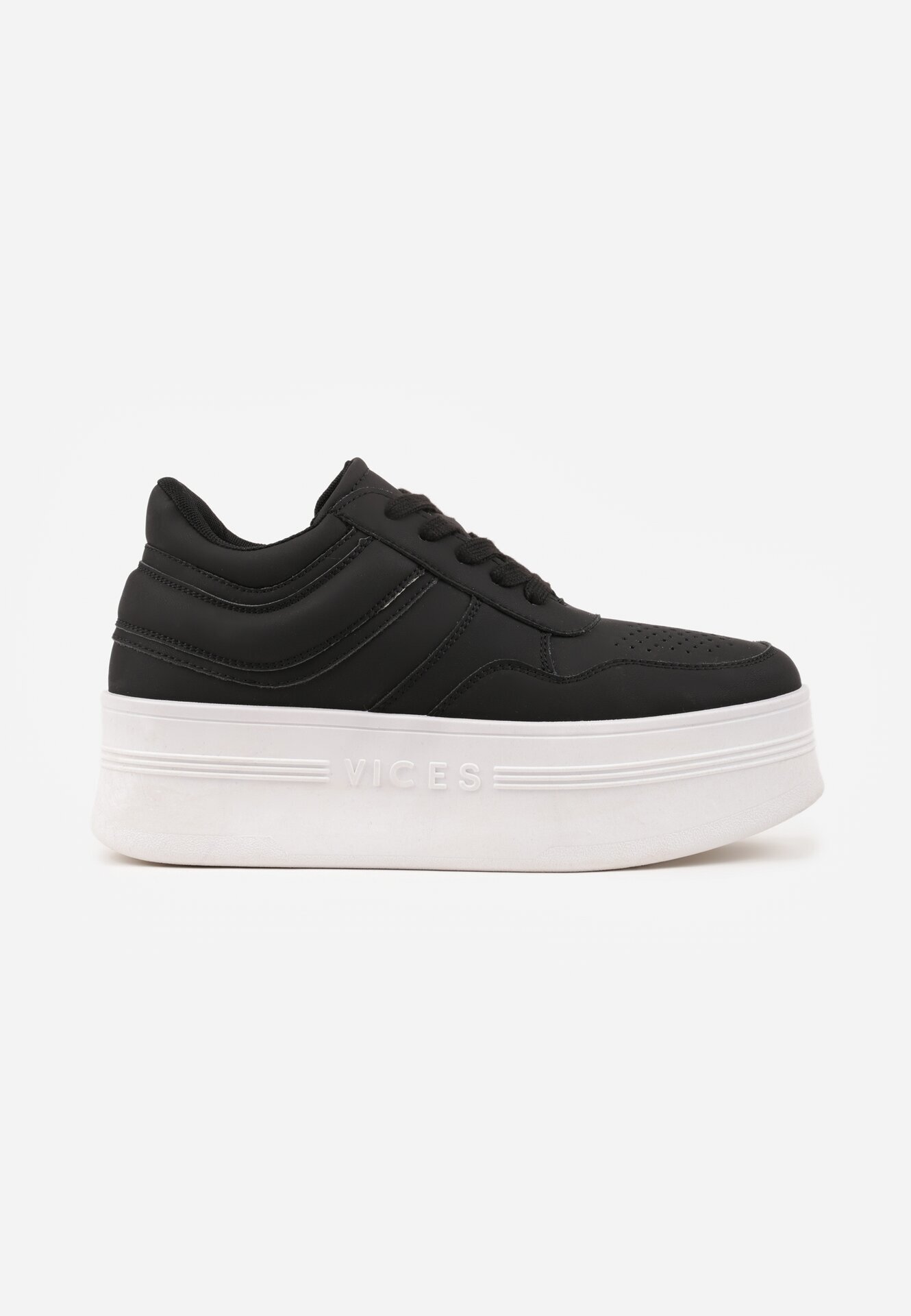 vices Sneakers Negre Cu șireturi Pe Talpă Groasă Decorate cu Text Annalira