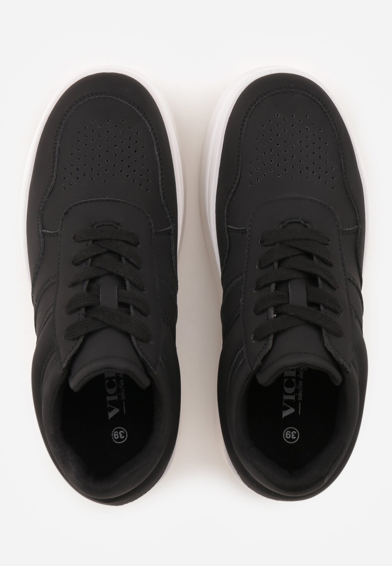 vices Sneakers Negre Cu șireturi Pe Talpă Groasă Decorate cu Text Annalira