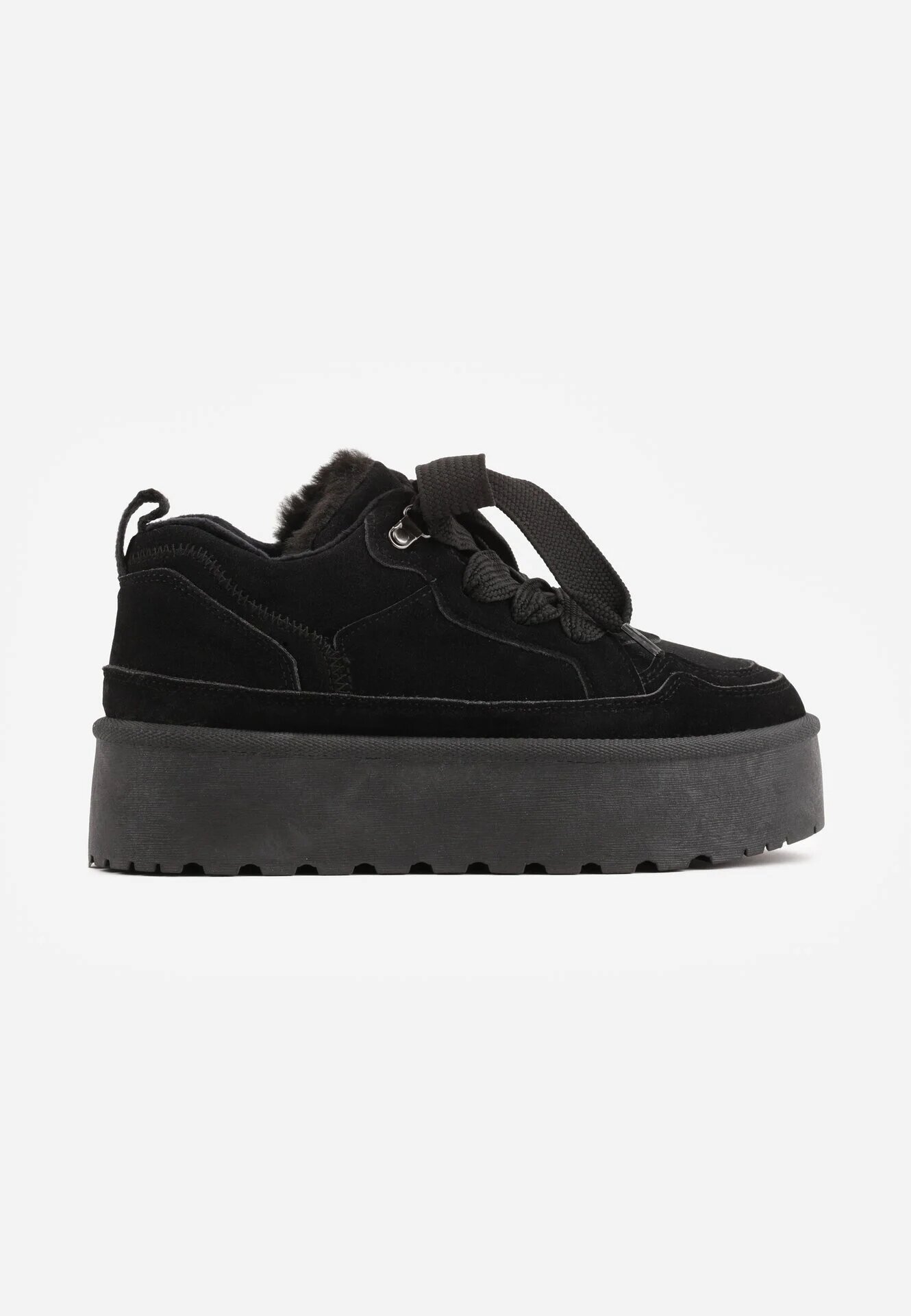 vices Sneakers Negre în Stil Ghete de zăpadă pe Platformă cu Blană Decorativă Nalirea