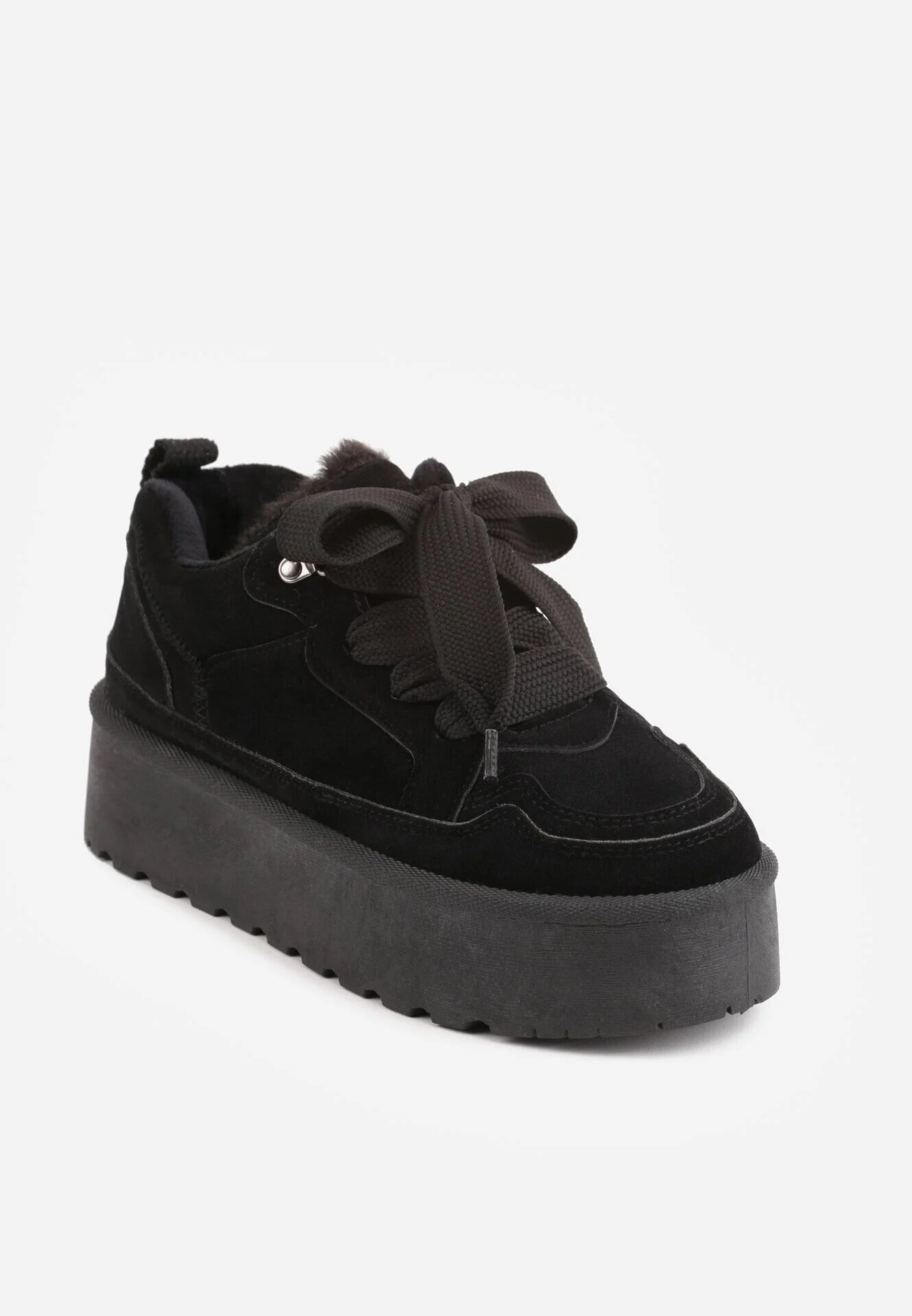 vices Sneakers Negre în Stil Ghete de zăpadă pe Platformă cu Blană Decorativă Nalirea