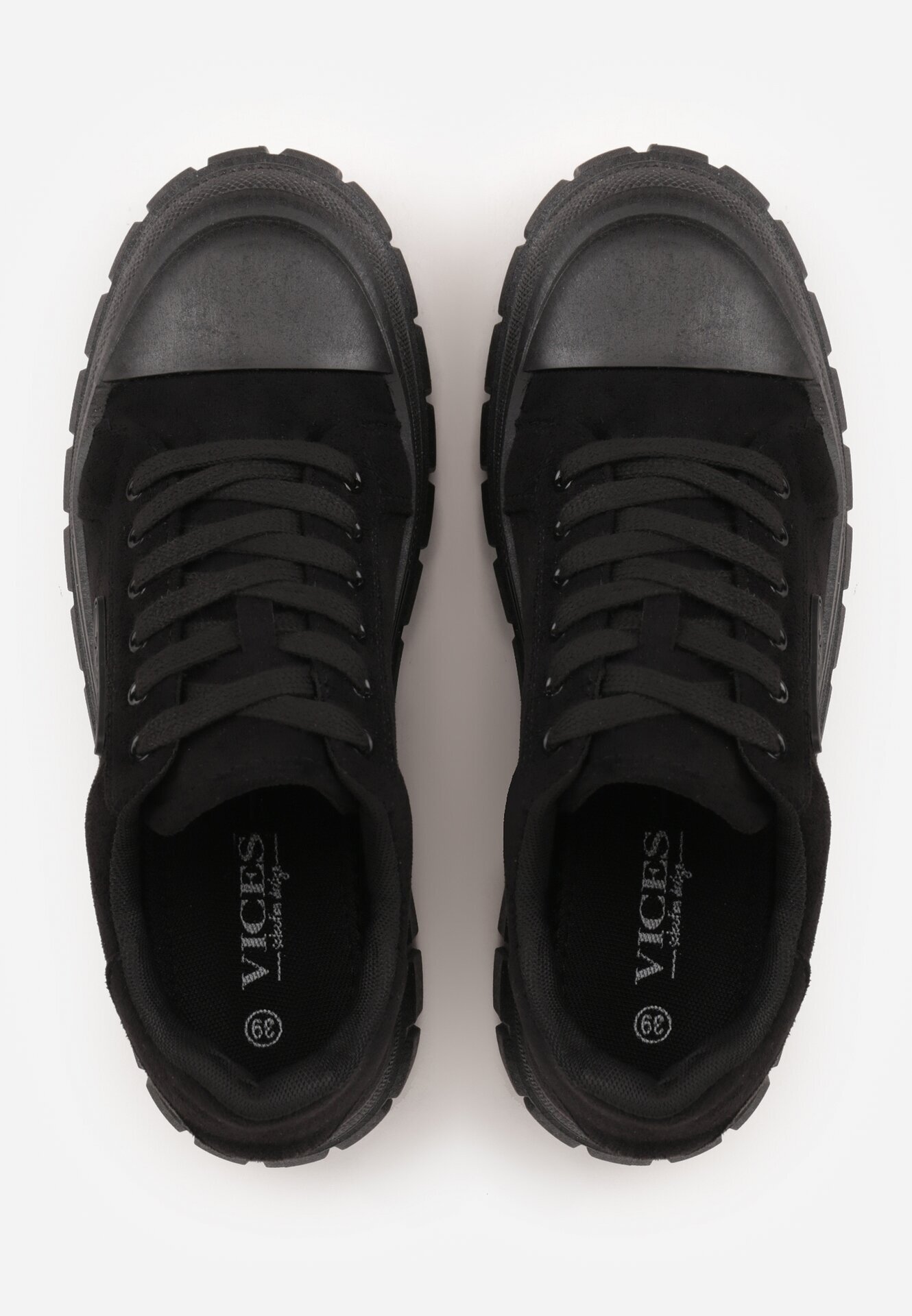 vices Sneakers Negre pe Talpă Groasă cu Aplicație Geometrică Leanae
