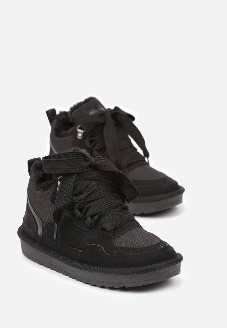 vices Sneakers Negri în stil de cizme de zăpadă Căptușiți cu șireturi late Rennith
