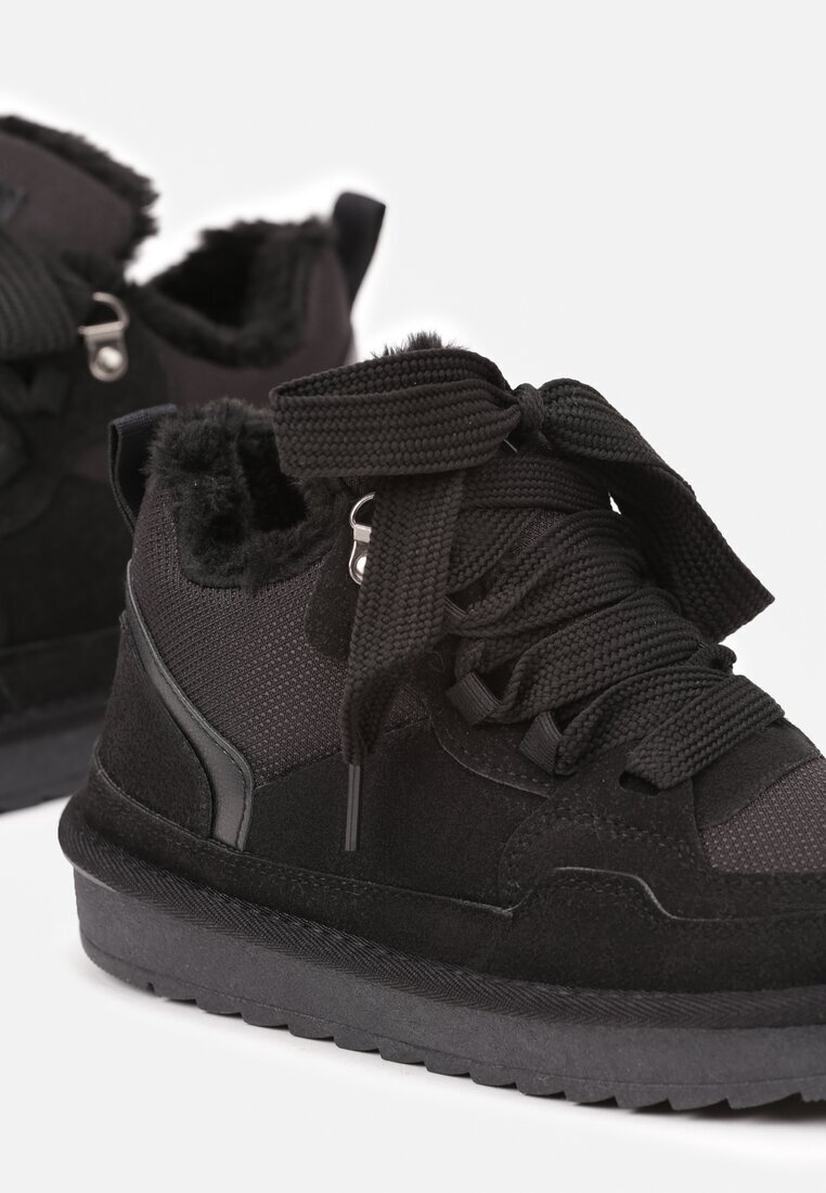 vices Sneakers Negri în stil de cizme de zăpadă Căptușiți cu șireturi late Rennith