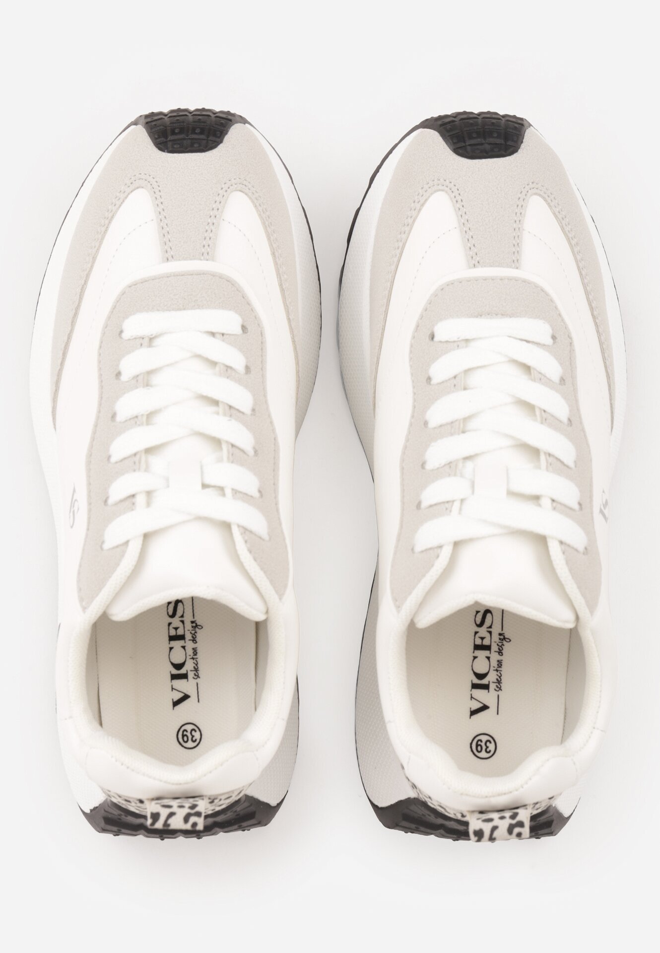 vices Sneakerși albi cu Talpă Groasă cu Model de Leopard și Aplicație Selarisa