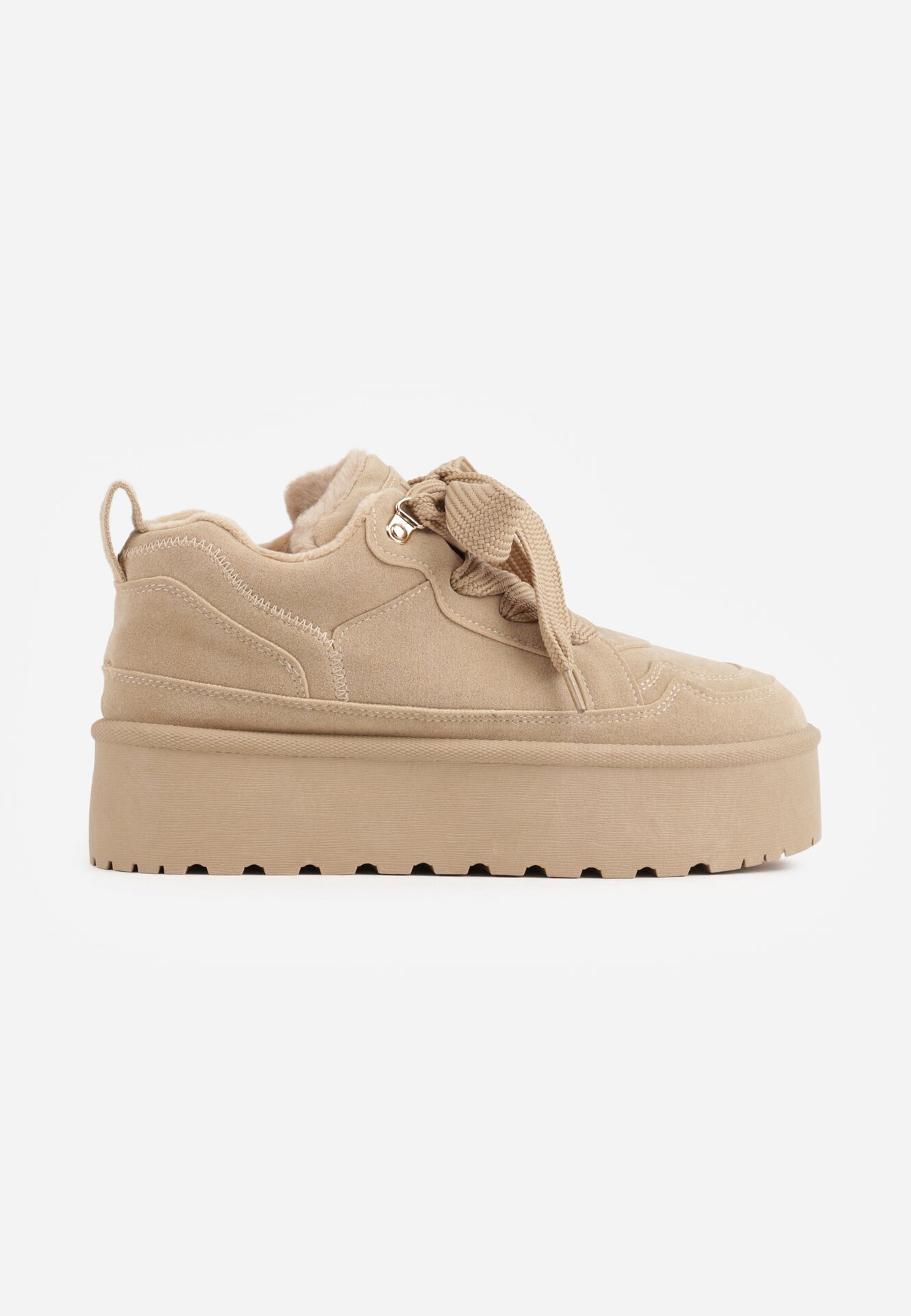 vices Sneakerși Bej închis pe Platformă cu Blană Decorativă Nalirea