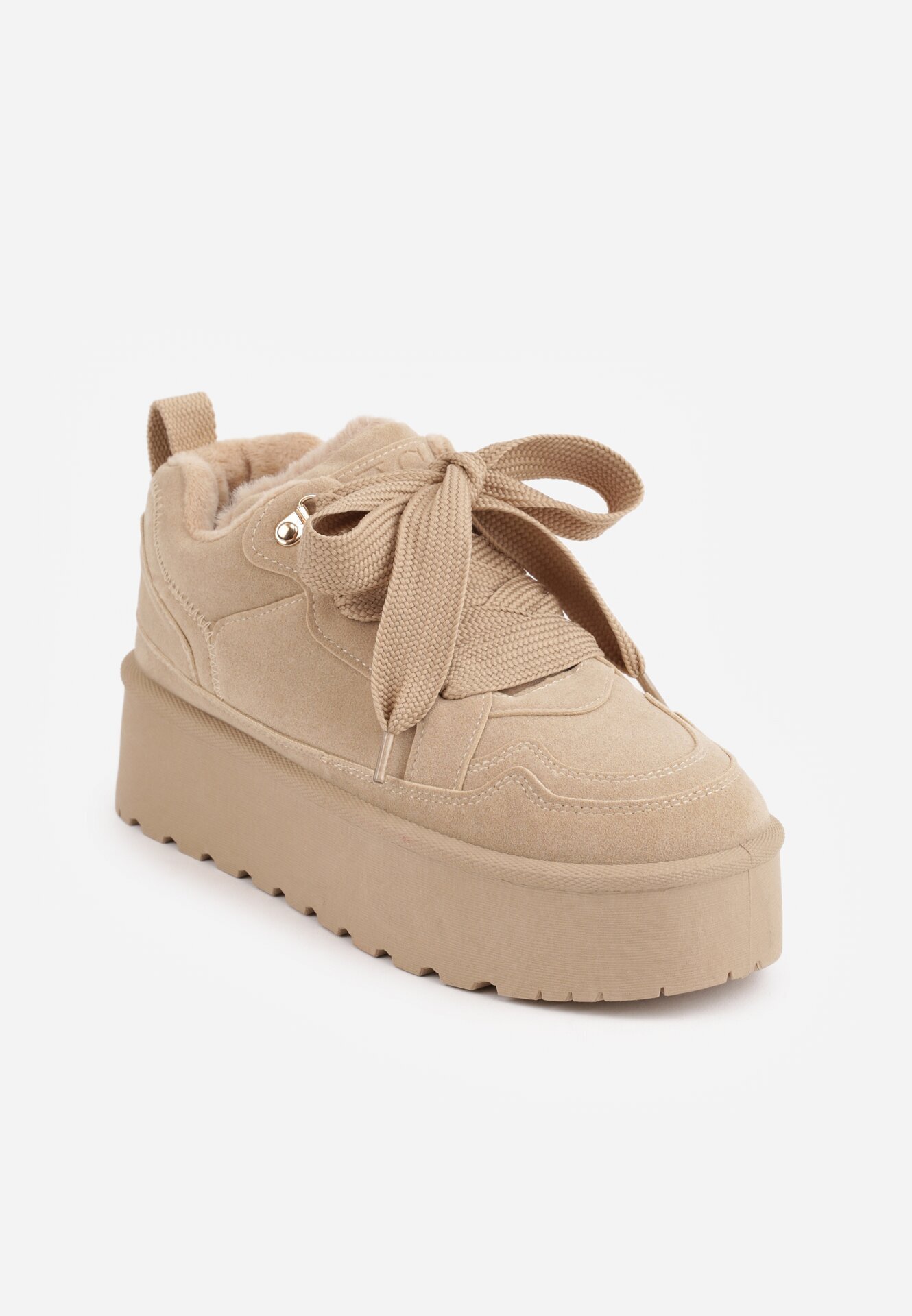vices Sneakerși Bej închis pe Platformă cu Blană Decorativă Nalirea