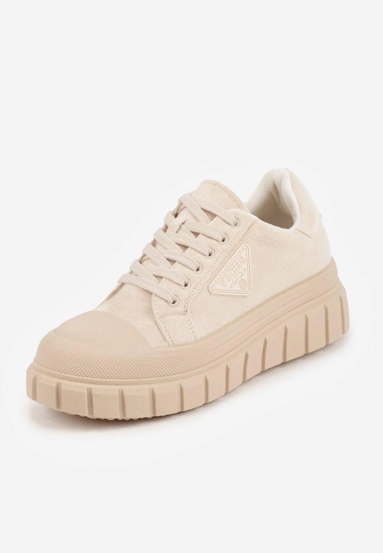 vices Sneakerși bej pe talpă groasă cu aplicație geometrică Leanae