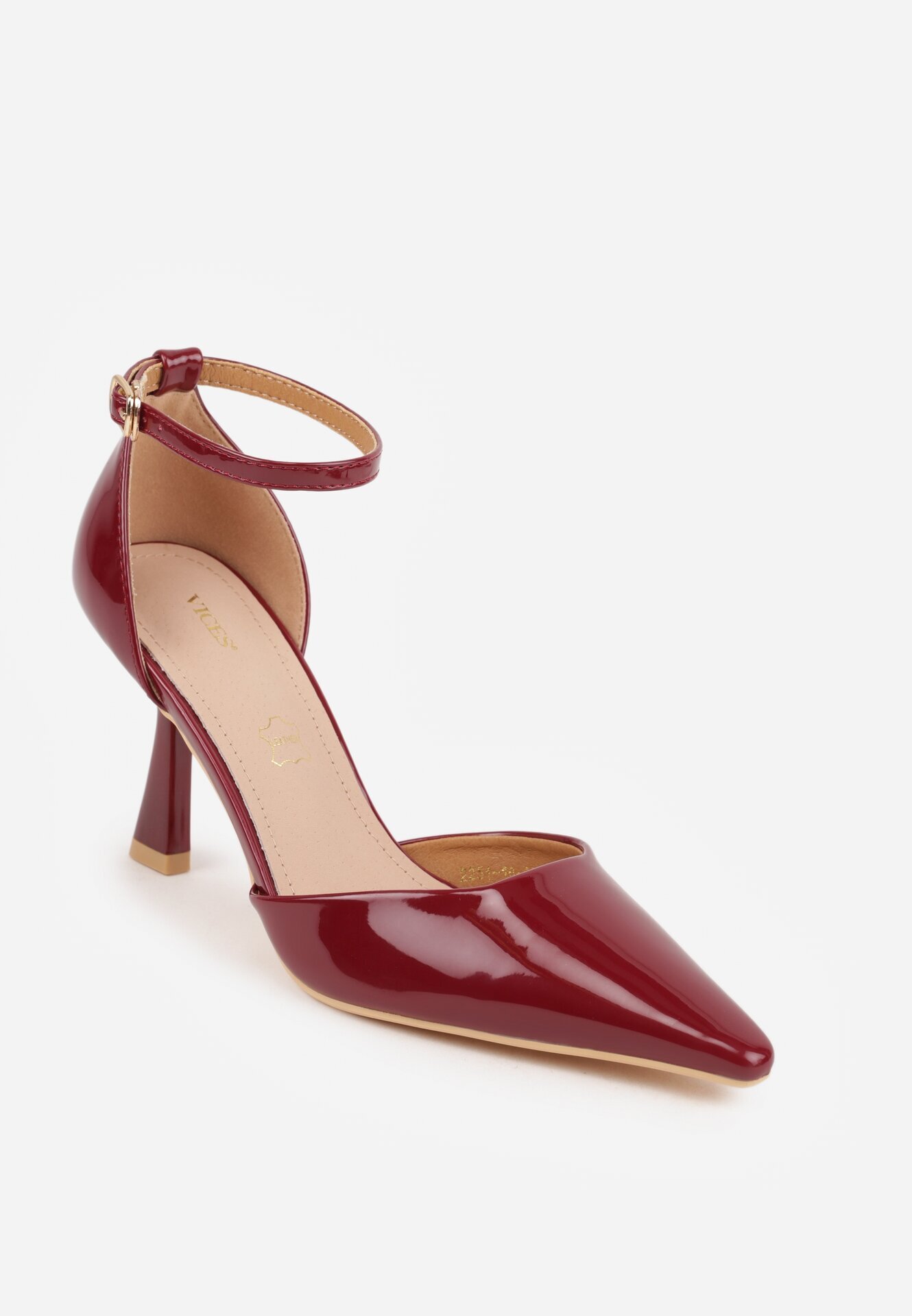 vices Stiletto Bordeaux cu branț din piele decorați cu curea în jurul gleznei Ivelfedi