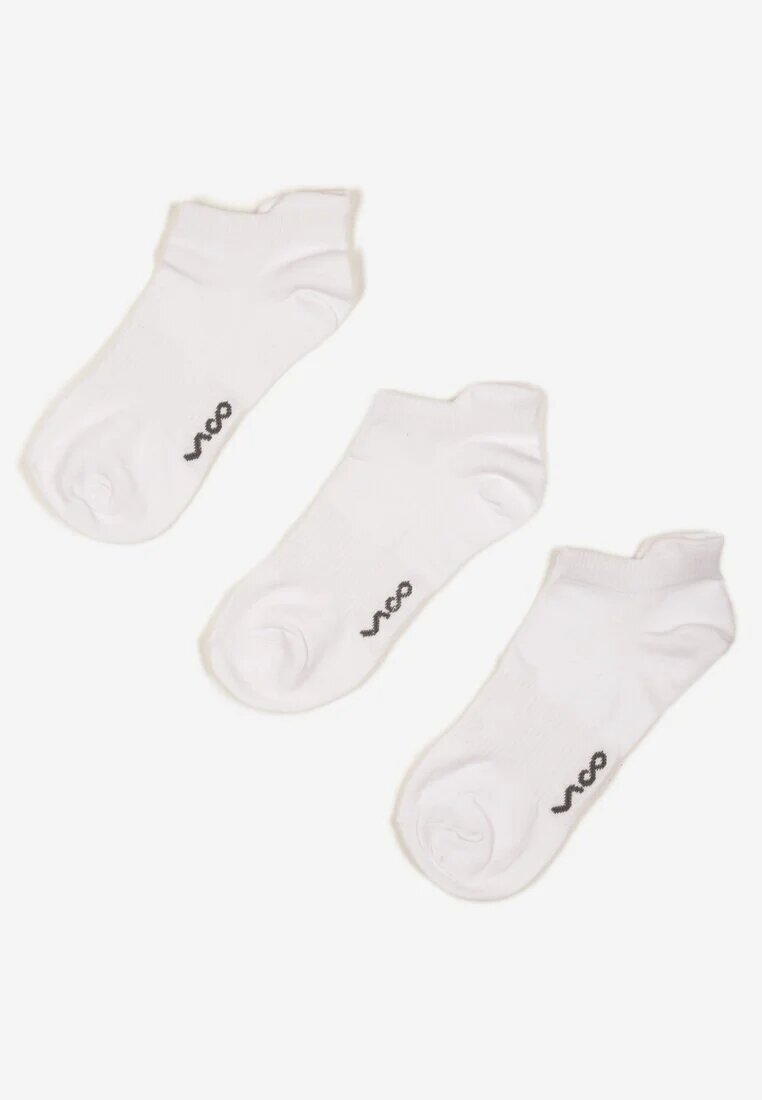 vico 3-pack Șosete Albe din Bumbac stil șosete invizibile Decorate cu Text Marenala