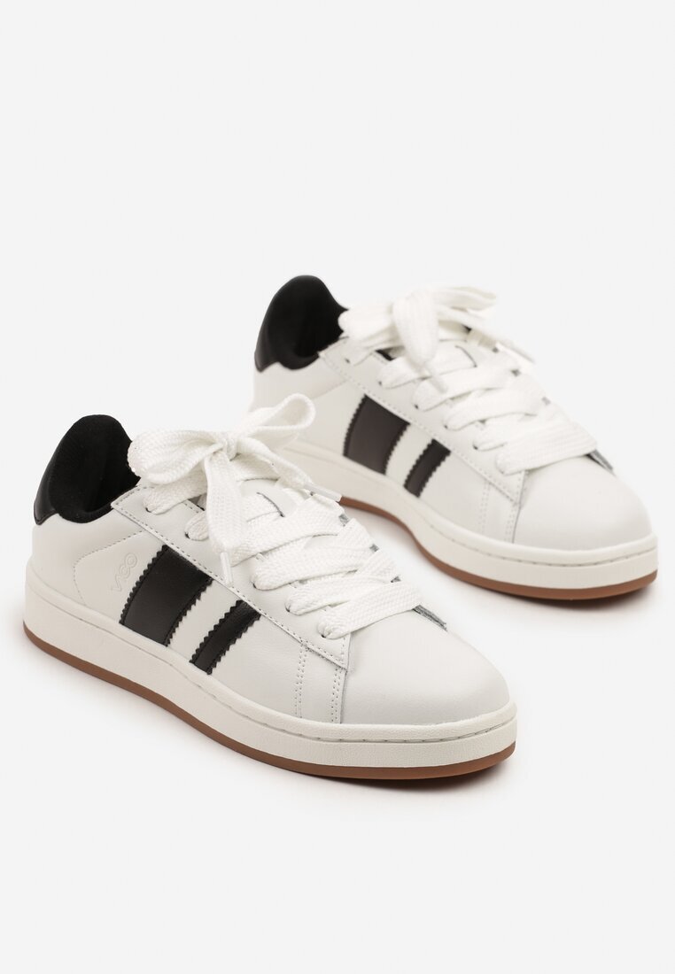 vico Sneakerși Alb-Negru în Stilul Tenisilor Clasici cu Benzi Decorative Neveza