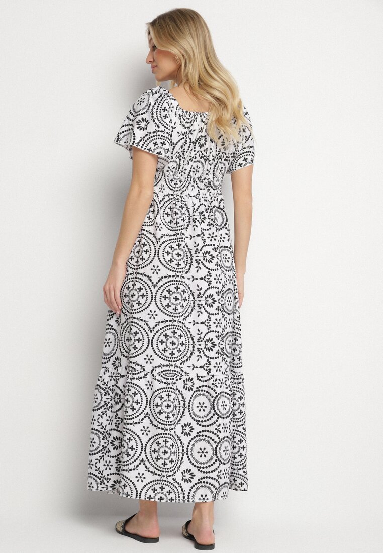 wei wei Rochie Evazată Alb-negru din bumbac și model abstract Ldivoria