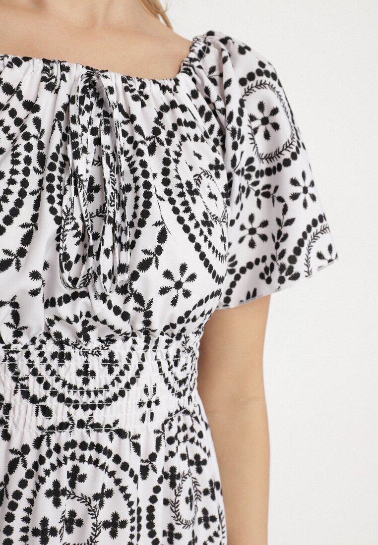 wei wei Rochie Evazată Alb-negru din bumbac și model abstract Ldivoria
