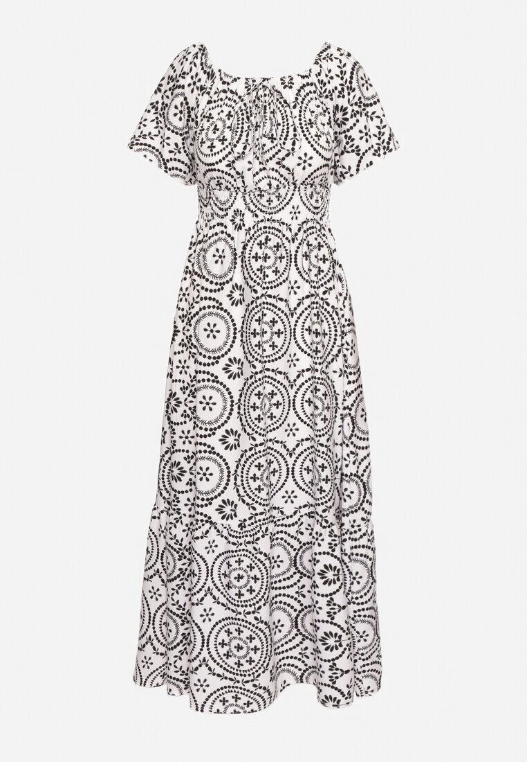wei wei Rochie Evazată Alb-negru din bumbac și model abstract Ldivoria
