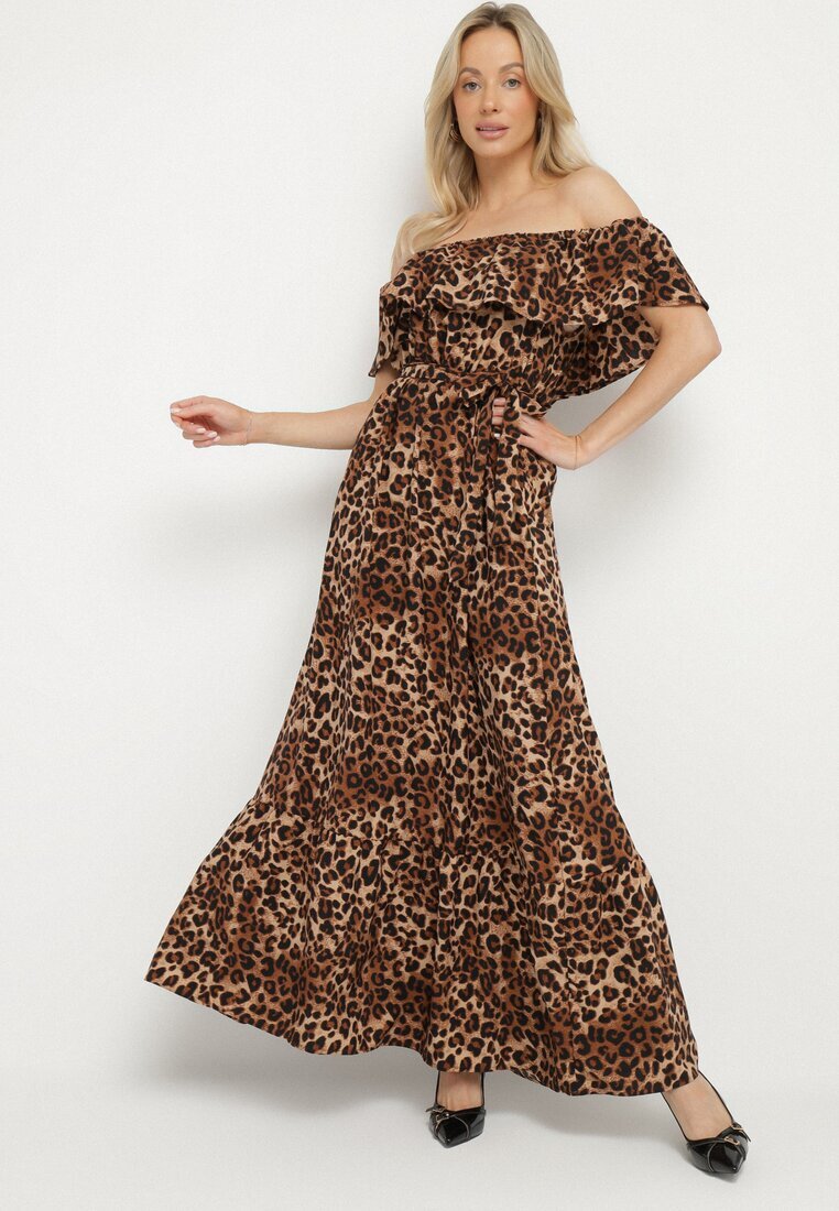 wei wei Rochie Maro Spaniolă cu imprimeu leopard cu croială cloș cu elastic în talie Giterta