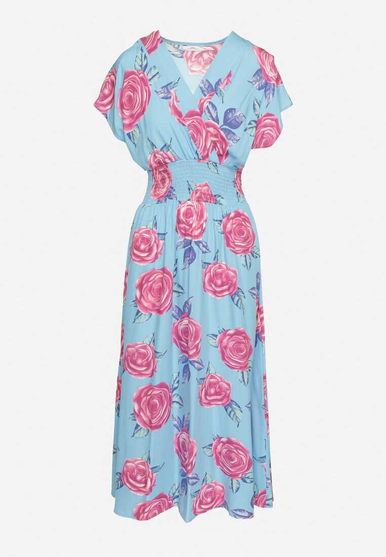 wei wei Rochie Plic Albastră Florală din Bumbac Tdivana