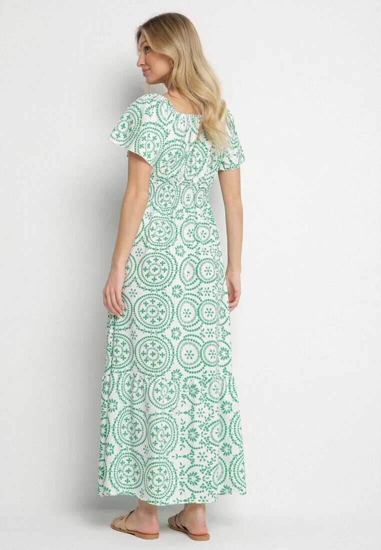 wei wei Rochie Verde-Albă Cloș cu Bumbac și Model Abstract Ldivoria