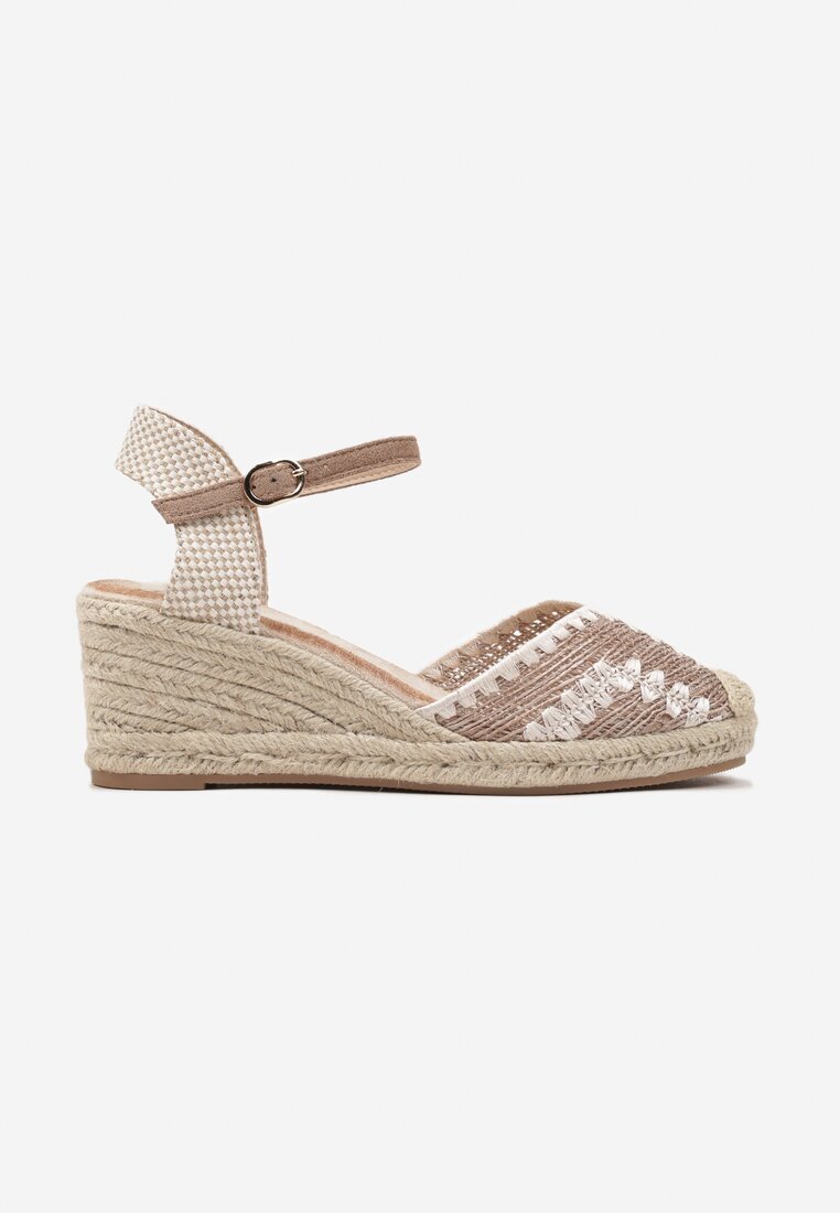 weide Sandale Bej închis cu platformă împletită în stil Boho Vohna