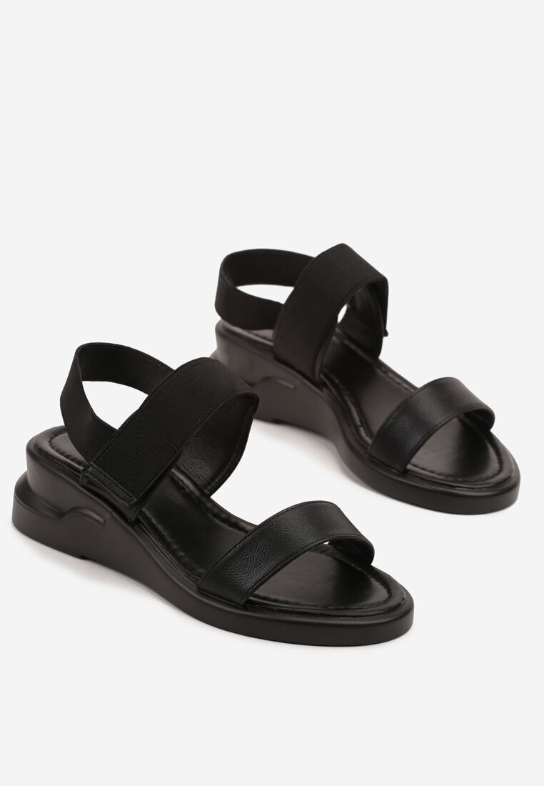 weide Sandale Negre Clasice cu toc pană Nilariane