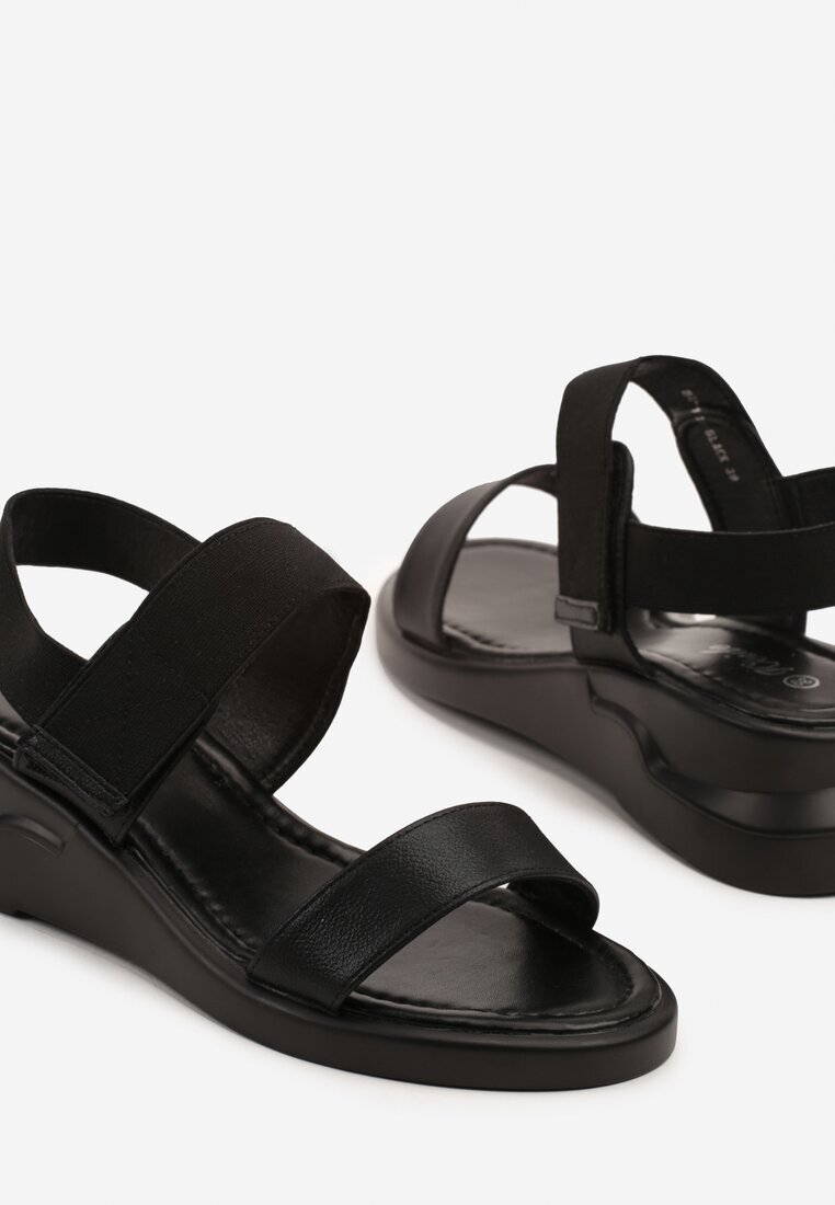weide Sandale Negre Clasice cu toc pană Nilariane